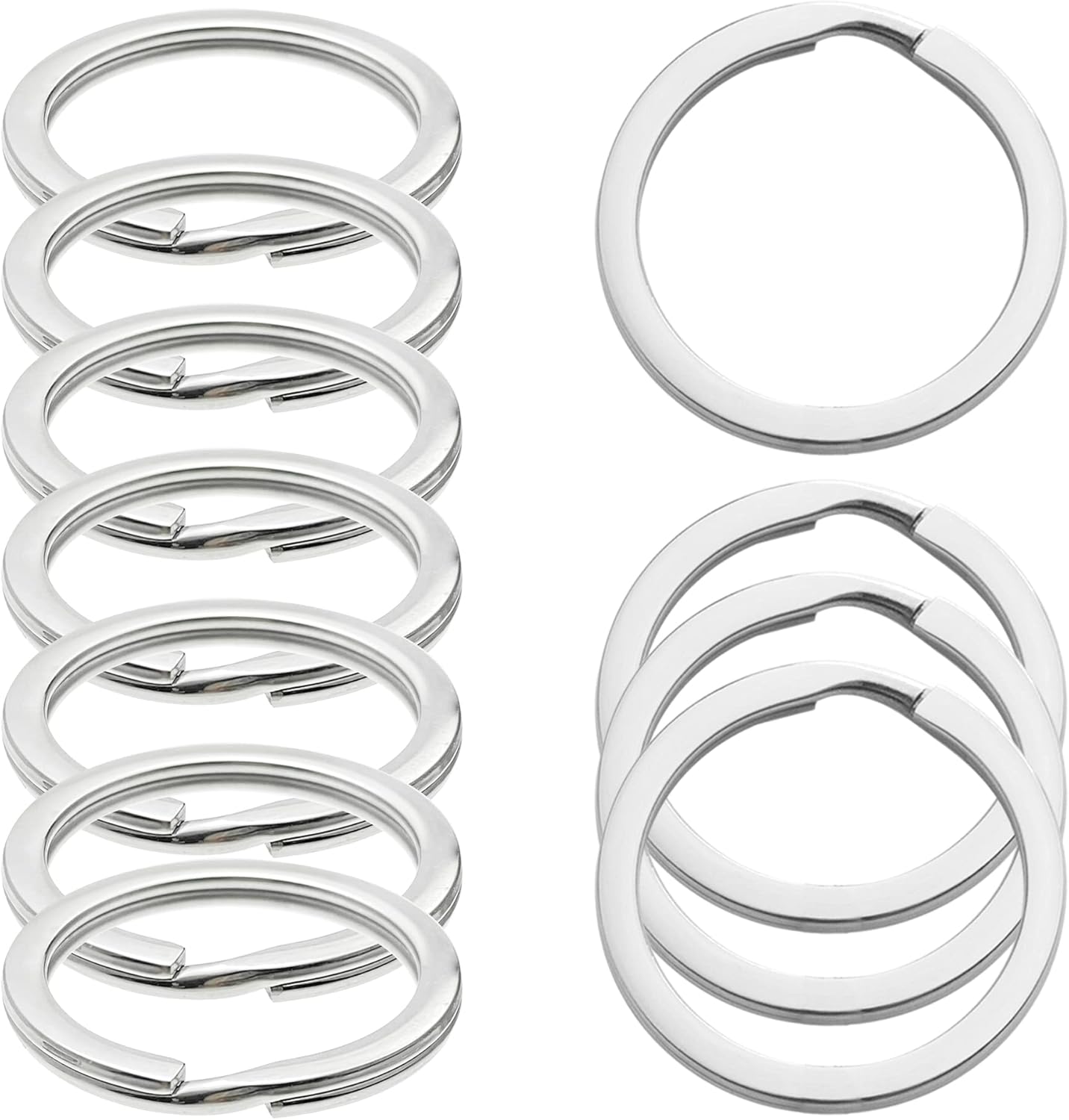 30pcs Round Flat Split Highly Polished Key Rings 1.3 Inches (33mm) for Keys Organization DIY Craft Making Key Chain Holder Connector Charm