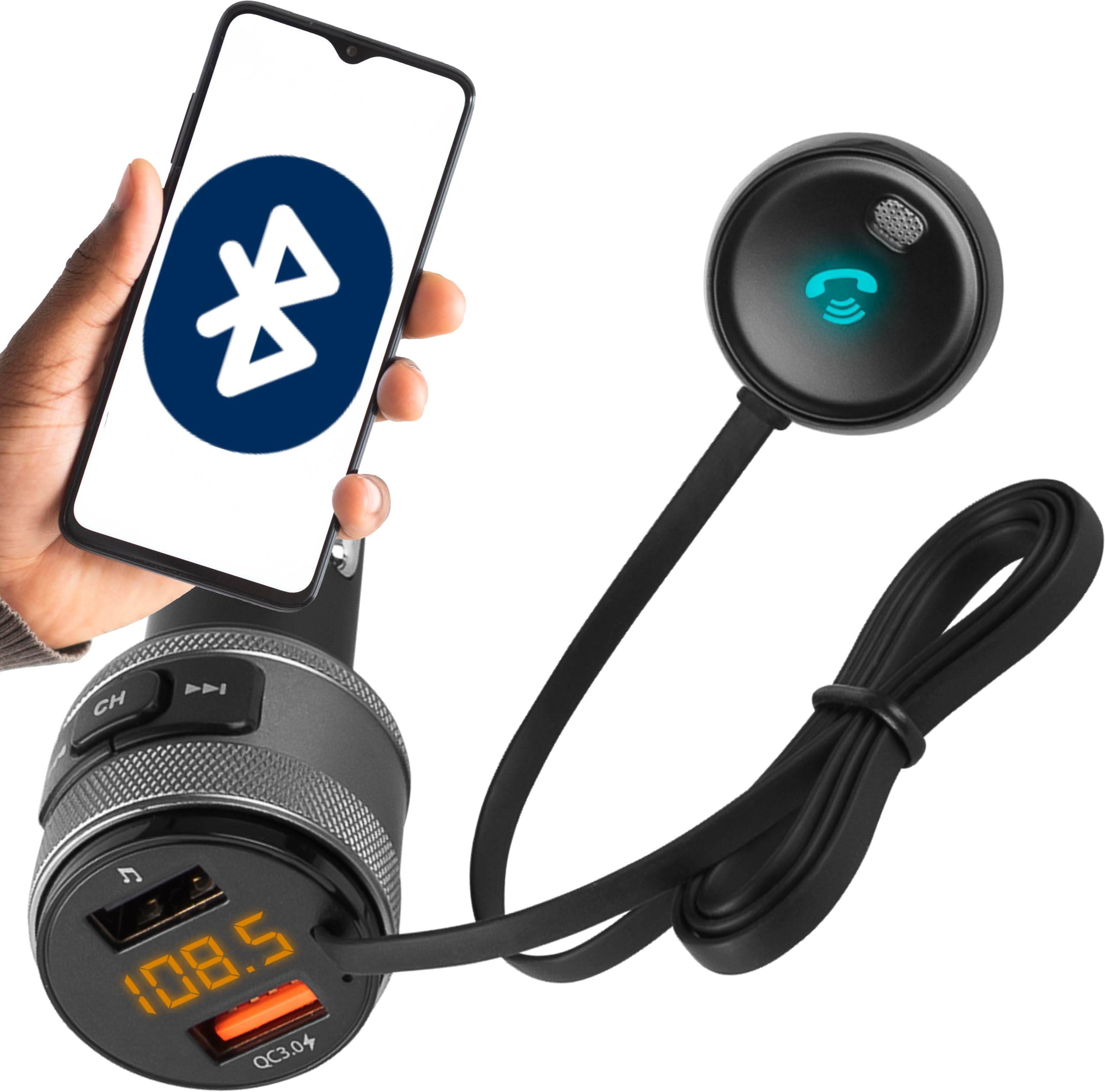 Transmetteur Bluetooth et chargeur switch mains libres pour voiture - 6