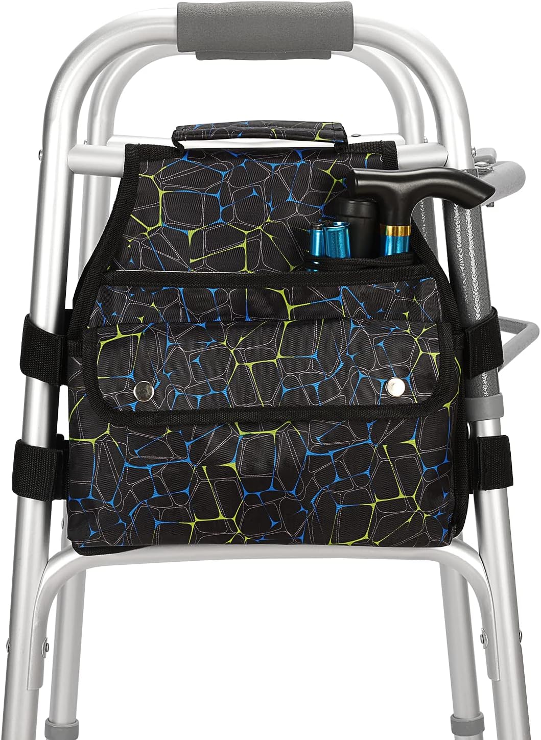 supregear Side Walker Bag, Walker Accessories Bag w/Cup Holder, Folding Walker Basket Waterproof Walker Organizer Caddy Pouch for Most Walker with Side Bar for Seniors, Elderly, Double Sided - Image 2