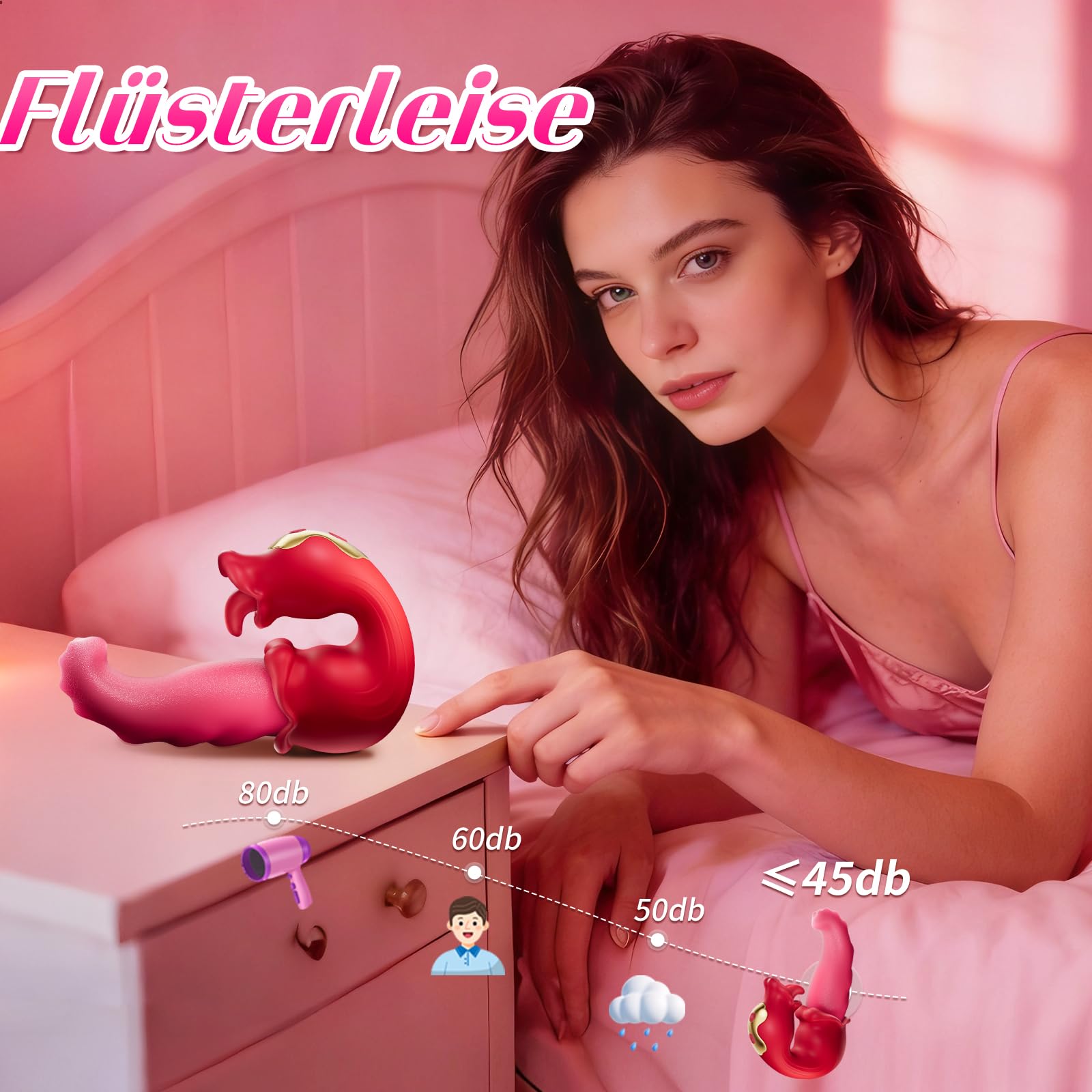Jouets sexuels à vibromasseurs de langue pour femmes – Avec 10 modes de léchage pour le clitoris et 10 modes de vibration de balançoire, vibration pour femmes avec stimulateur du point G et clitoridie