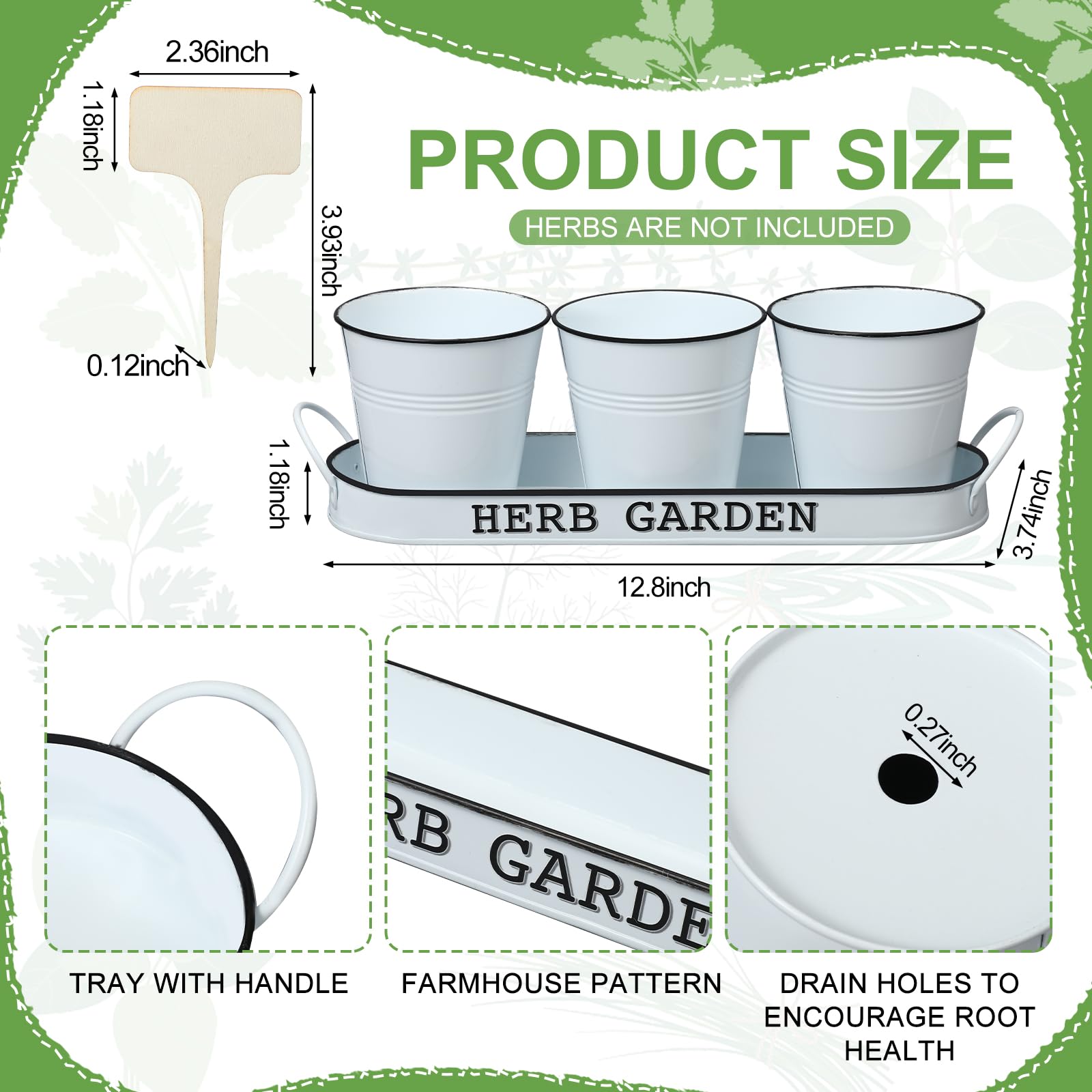 Barnyard Designs Kräutertopf-Set – 3 Töpfe Mit Tablett, Schwarz, Metall, Für Fensterbank & Garten