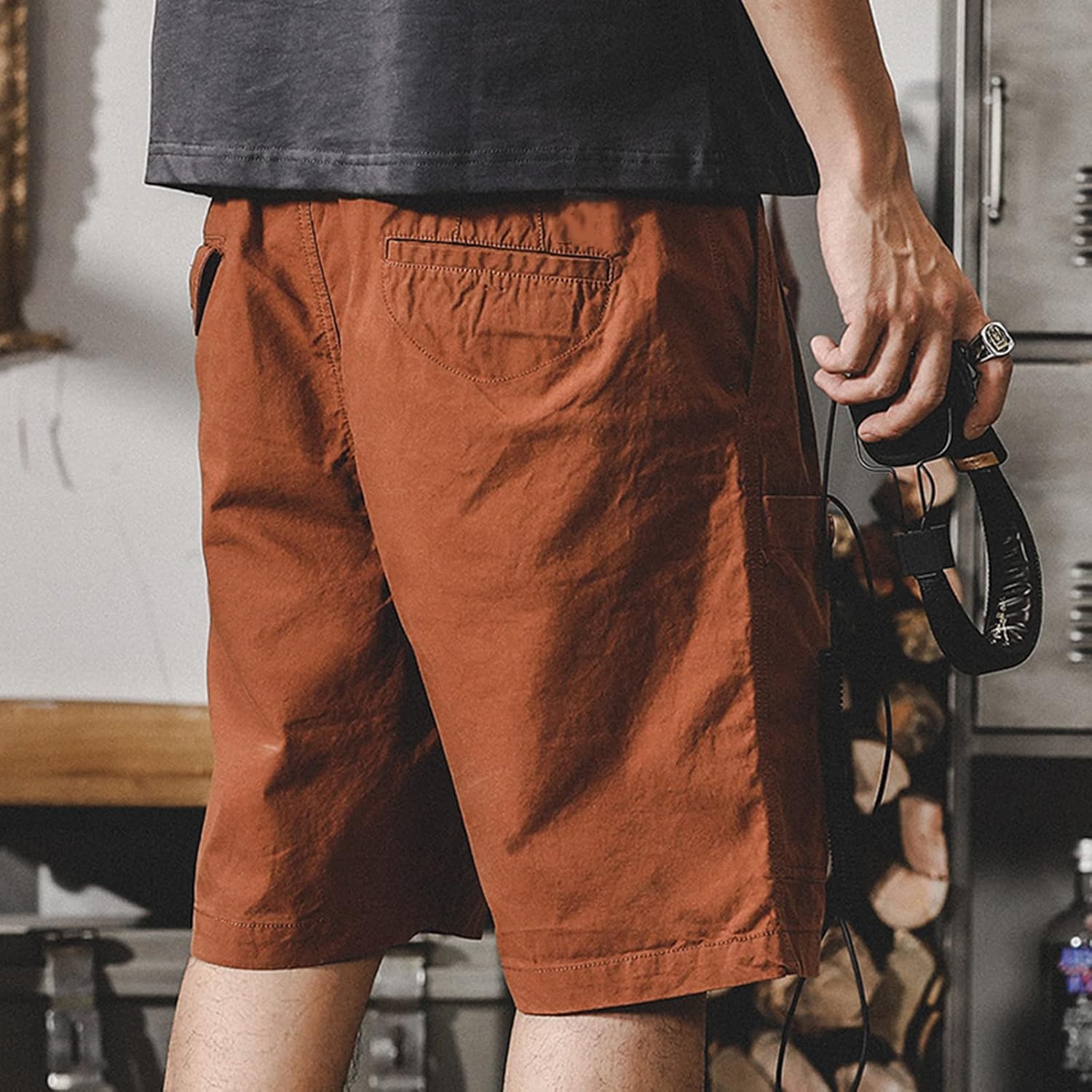 ハイキングキャンプカジュアルワークショートパンツ、男性の夏の 高速ドライマルチポケットパンツパンツのゆるいバージョン,ブラウン,39