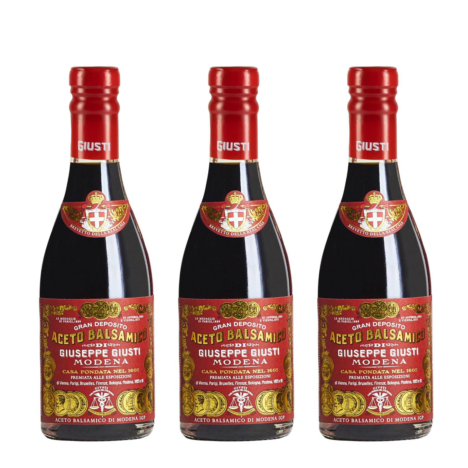 Giusti - Balsamico-Essig aus Modena IGP 3 Goldmedaillen – 3 x 250 ml Champagnotta