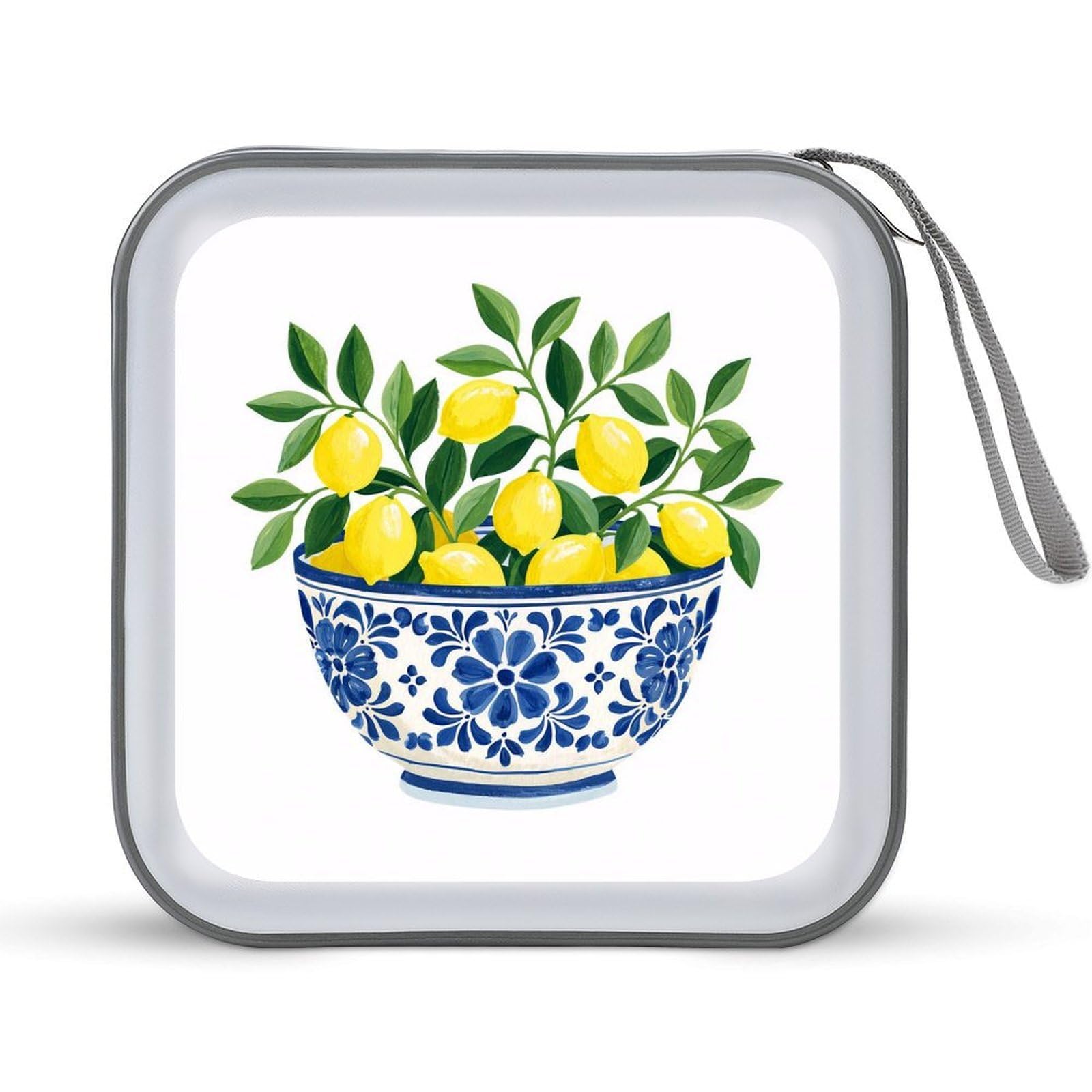 Jubonexis Blue And White Bowl with Lemon Branches CD Case DVD Storage Case Portable for Car Home Travel