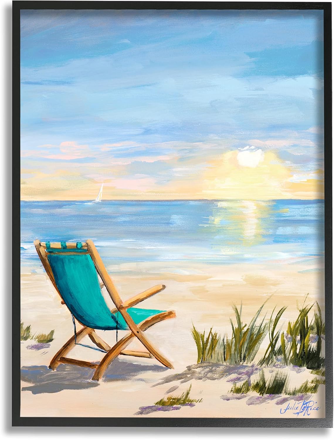 Stupell Industries Folding Chair Sunset Beach Landscape Summer Ombre Sky