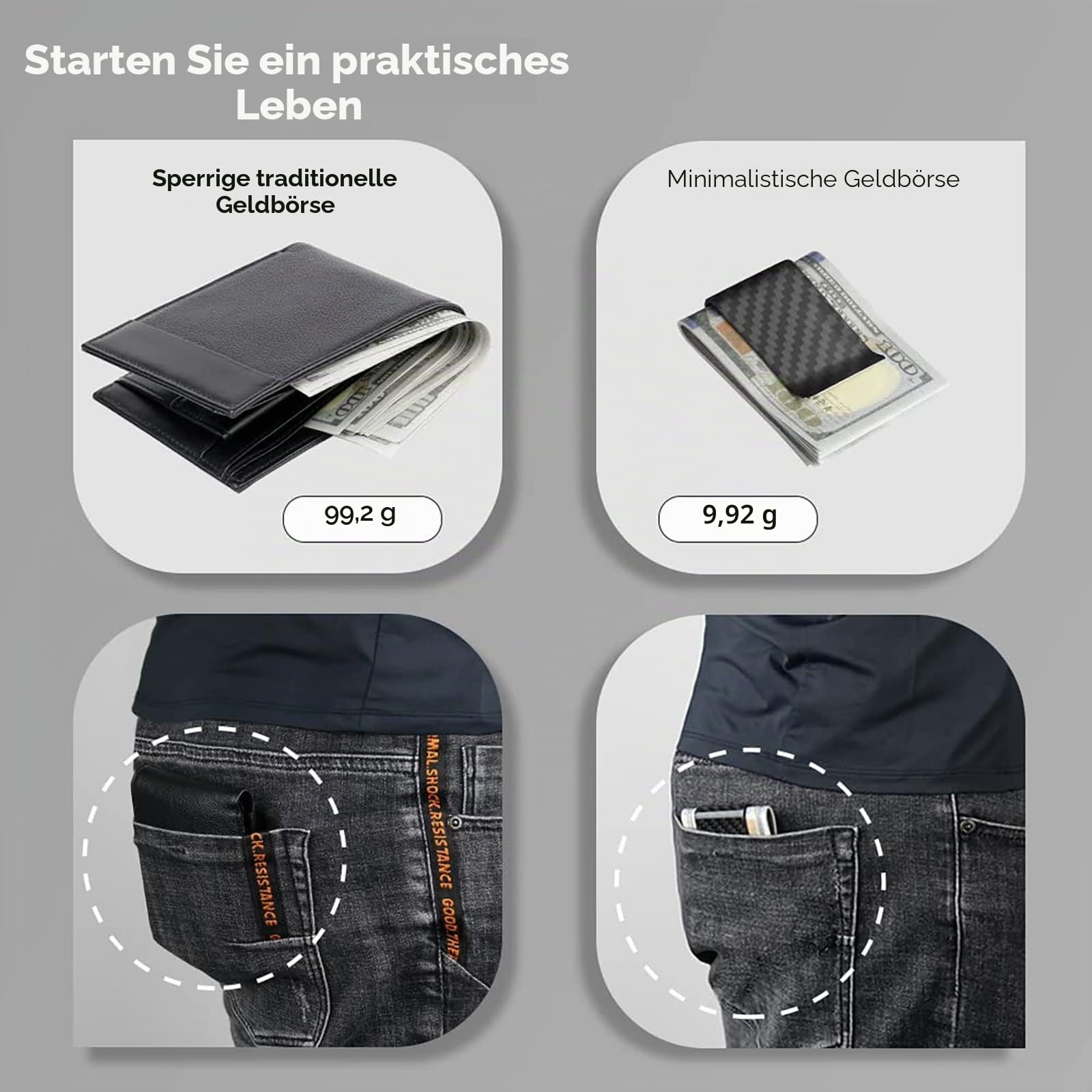 Carbon Fiber Geldbörse Geldklammer Kreditkartenhalter CLL CARBONLIFE Clips für Herren