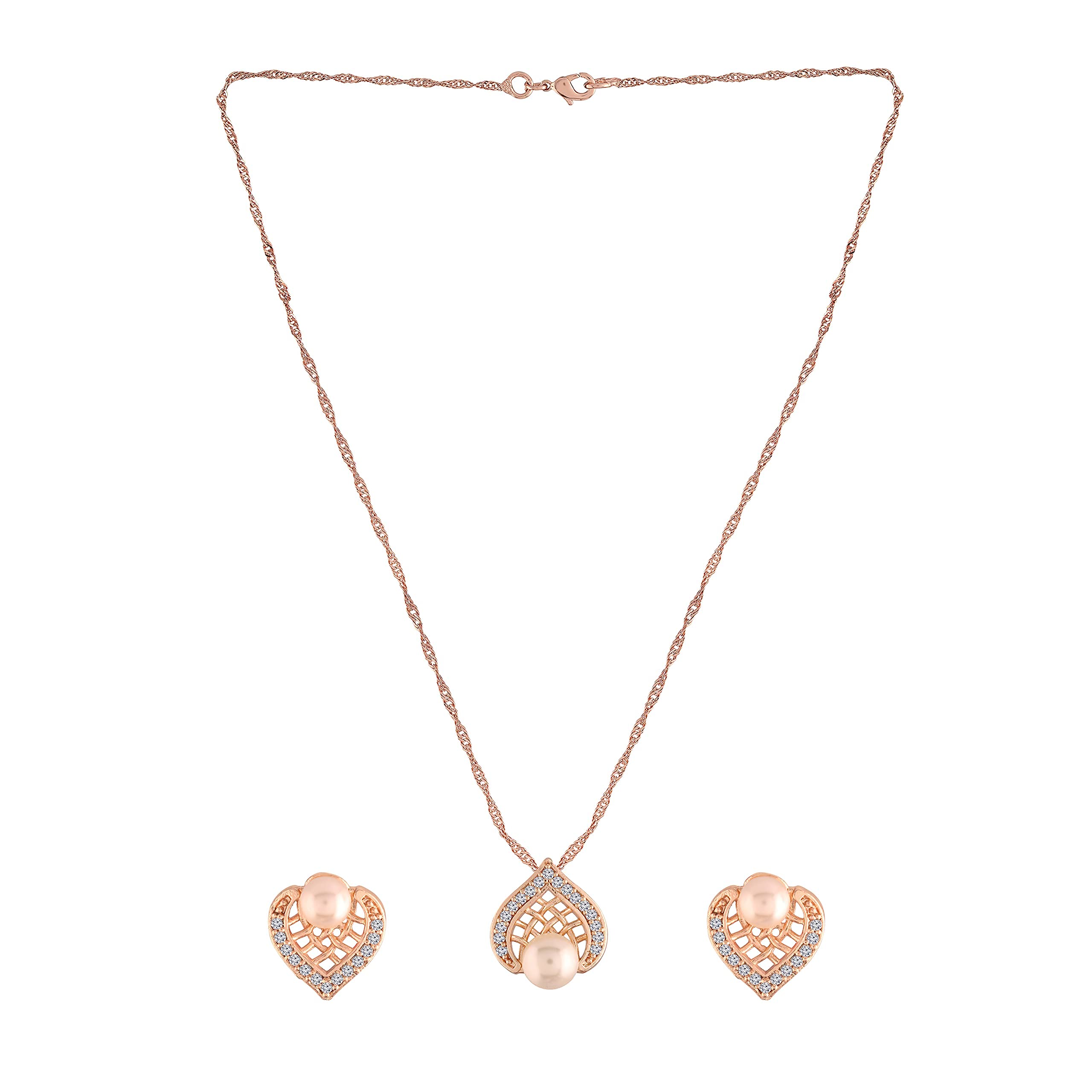 Glittering Cubic Zirconia Chain Necklace Set (CH50RG)