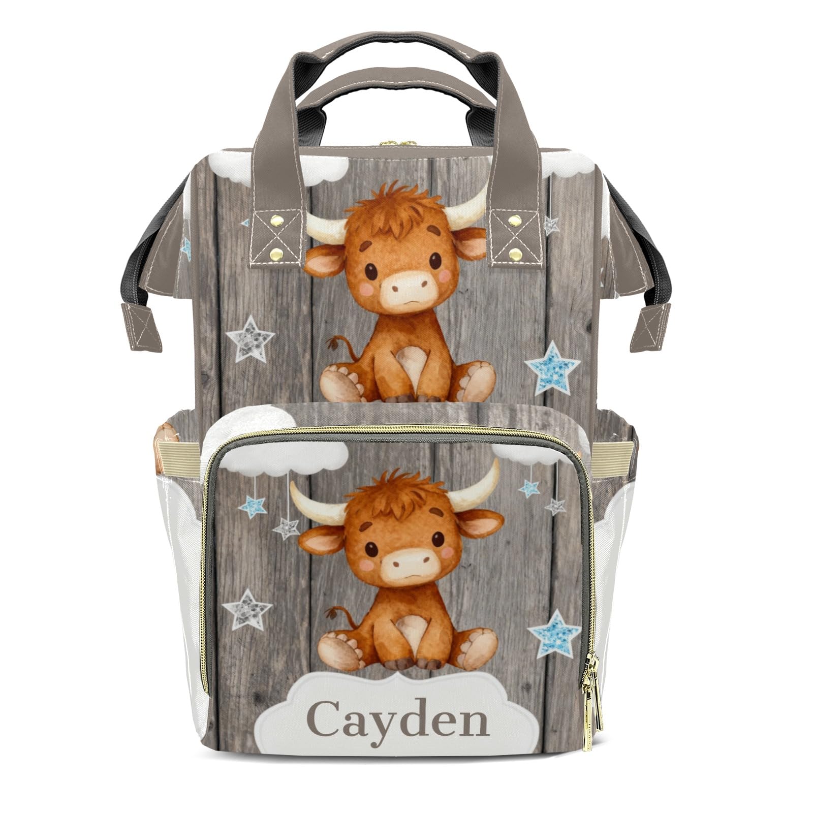 Custom Diaper Bag Backpack for Girls Boys Kids Watercolor Cow Large Capacity Nappy Bag: Designed for Travel &amp; Everyday Use