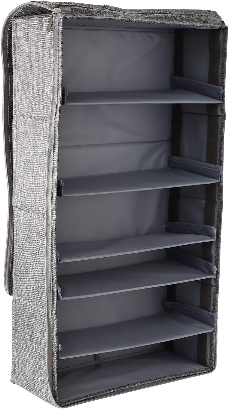 Set of 2 Under Bed Shoe Storage Organizer with 2 Handles, Foldable Fabric Shoes Container Box with Adjustable Dividers and Clear Window for Store 6 Pairs in Total