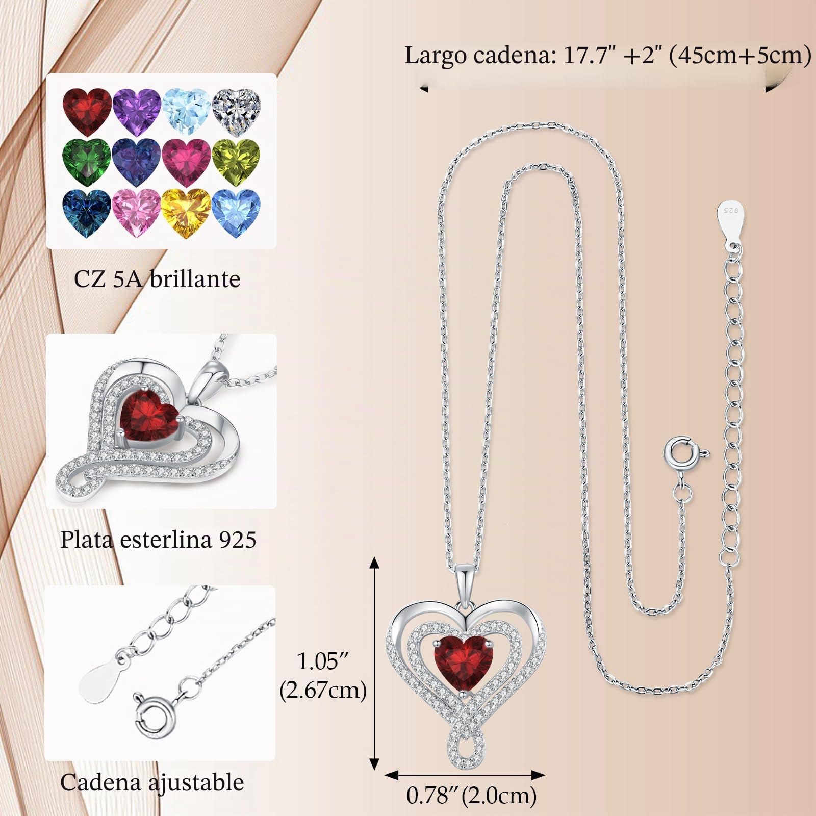 Collar Mujer Plata de Ley 925 con Colgante Corazon Joyas Regalos para Mujer | Corazon Collares Regalo Cumpleaños Novia Mamá Navidad Aniversario día de San Valentín