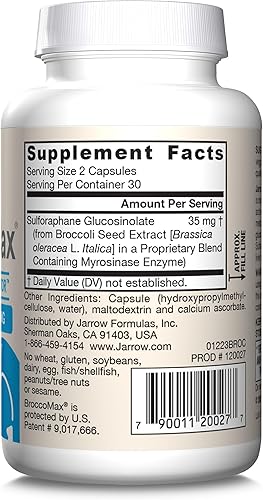 Miniatura 10 de Jarrow Formulas BroccoMax - Generador de sulforafano de 35 mg con glucosinolato de sulforafano y mirosinasa, suplemento dietético para apoyo a la