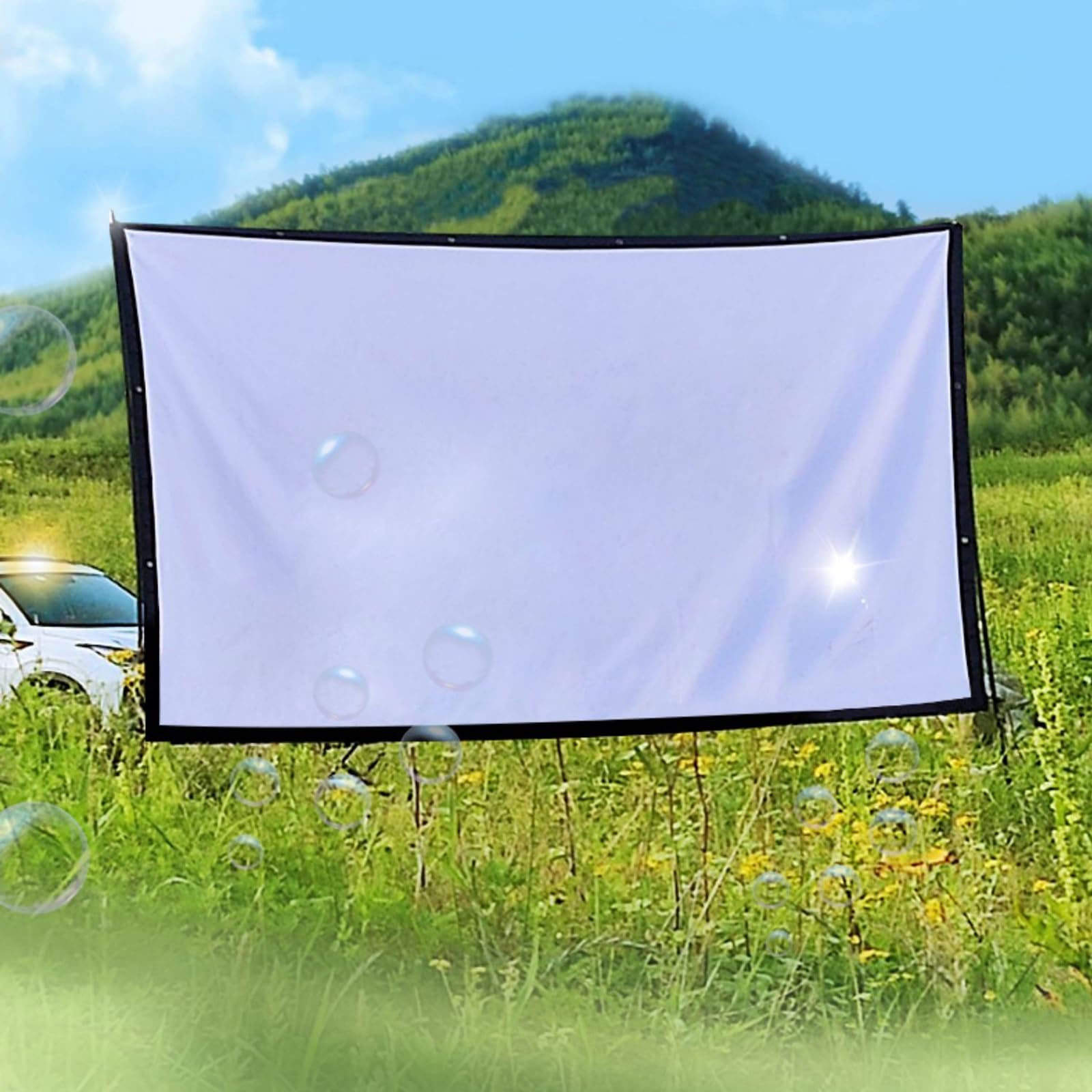 Schermo Proiezione, Schermo Doppia Faccia, 4:3/16: 9 HD 4K Schermo Da Proiettore Portatile Pieghevole per Cinema Home Theater per Interni All'aperto, 60/72/84/100/120/150/180/200 Pollici(White4:3,100i