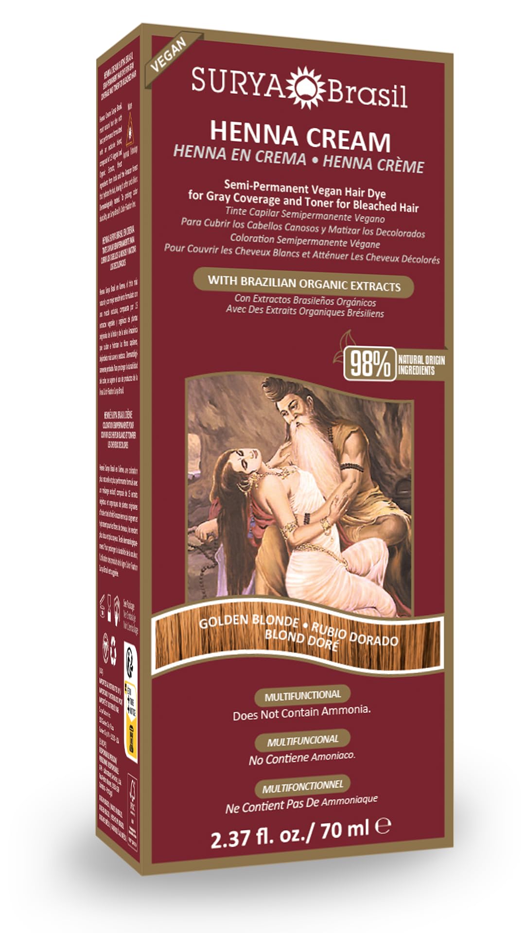 SURYA BRASIL Golden Blonde Henna Cream, 2.37 FZ