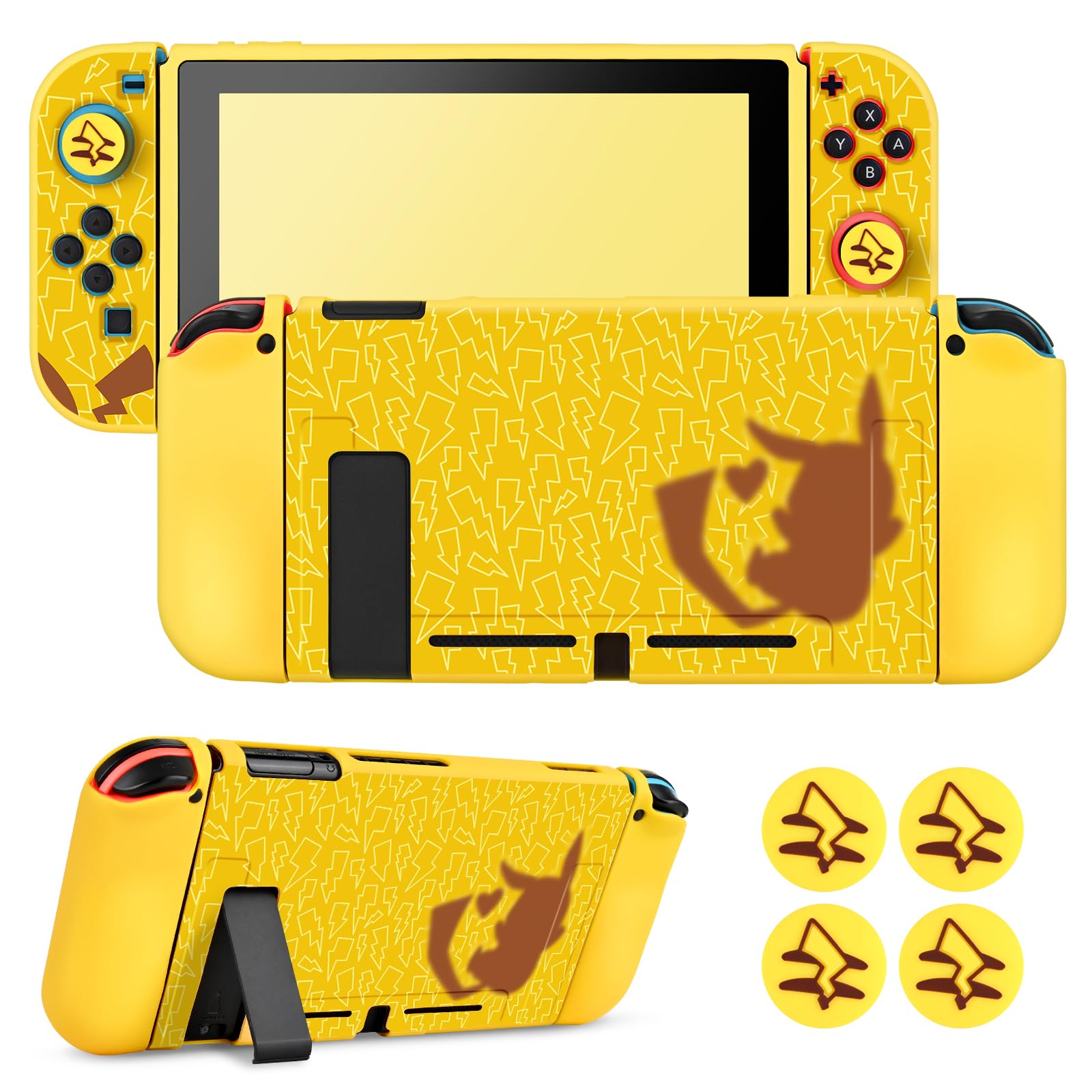 DLseego Custodia Compatibile con Switch 2017 Edition, Morbida Dockable Custodia Switch con 4 Copri levette analogiche, resistente ai graffi e all'assorbimento degli urti,Pika genio