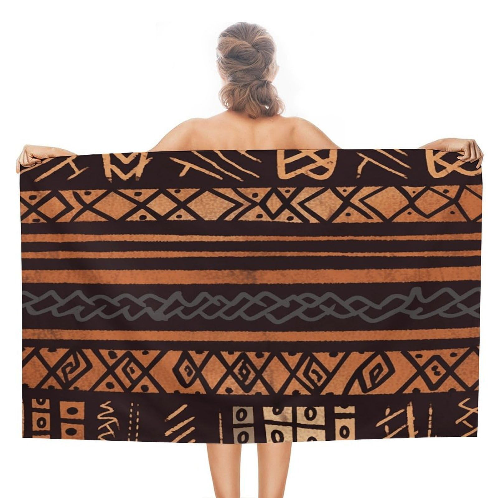 FekiLoot African Mud Cloth Tribal Beach Towel Absorbent & Quick Dry Pool Towels 31 X 51 Inches Extra Large Sandfree Beach Blanket Towels Soft Lightweight Travel Towel for Swim Yoga Camping