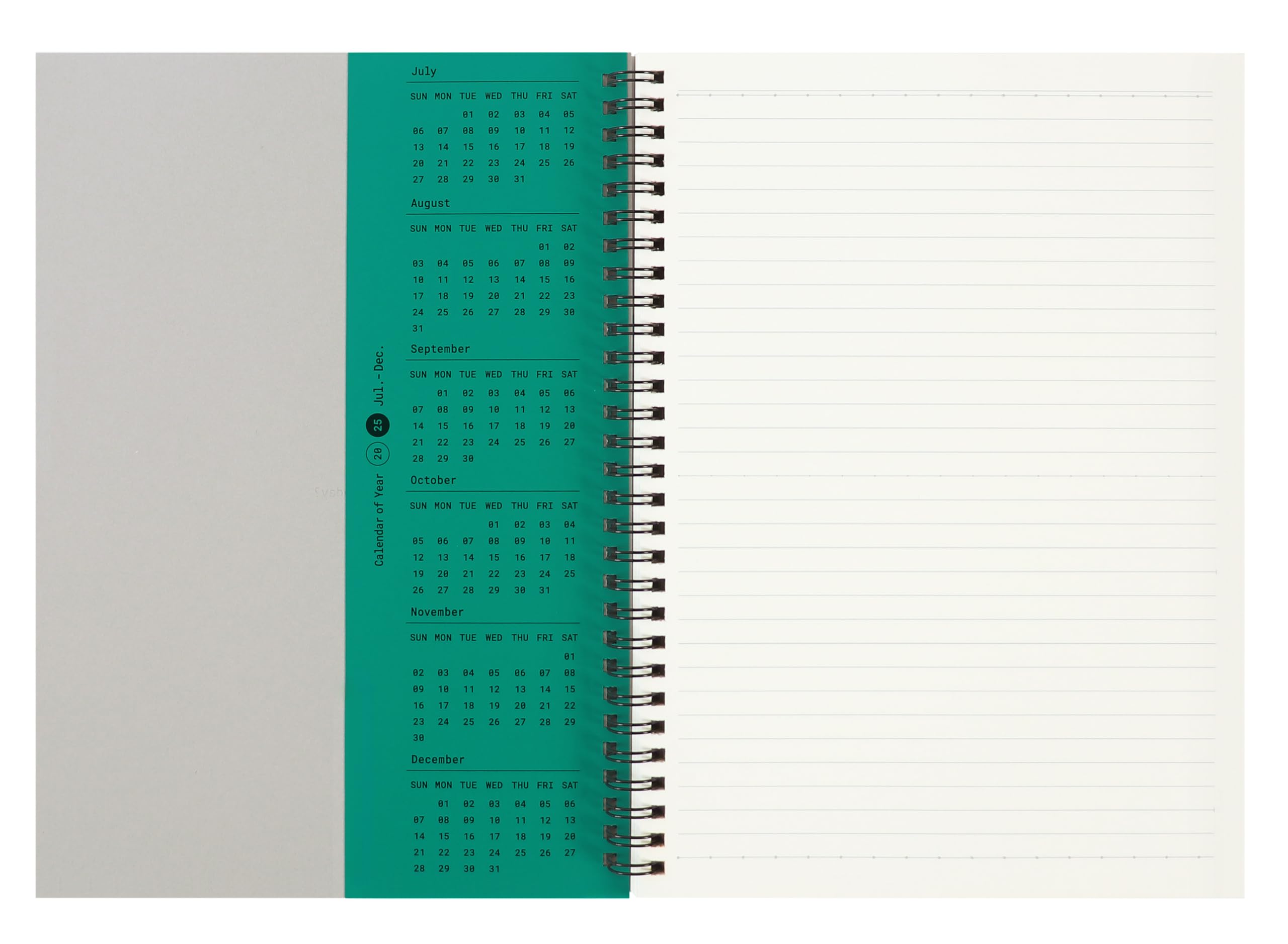 Quaderno a spirale a righe, 160 pagine, carta da 100 g/m², a righe universitarie, per ufficio e scuola a casa (smeraldo)