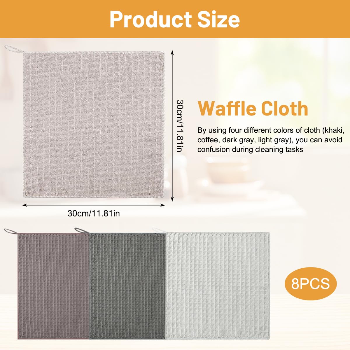 Moosfor Microvezeldoeken Set van 6 - Absorberende Pluisvrije Keukendoeken, Vaatdoek voor Keuken, Dikke Barista-doek, Theedoeken - 30 x 30 cm, Grijs