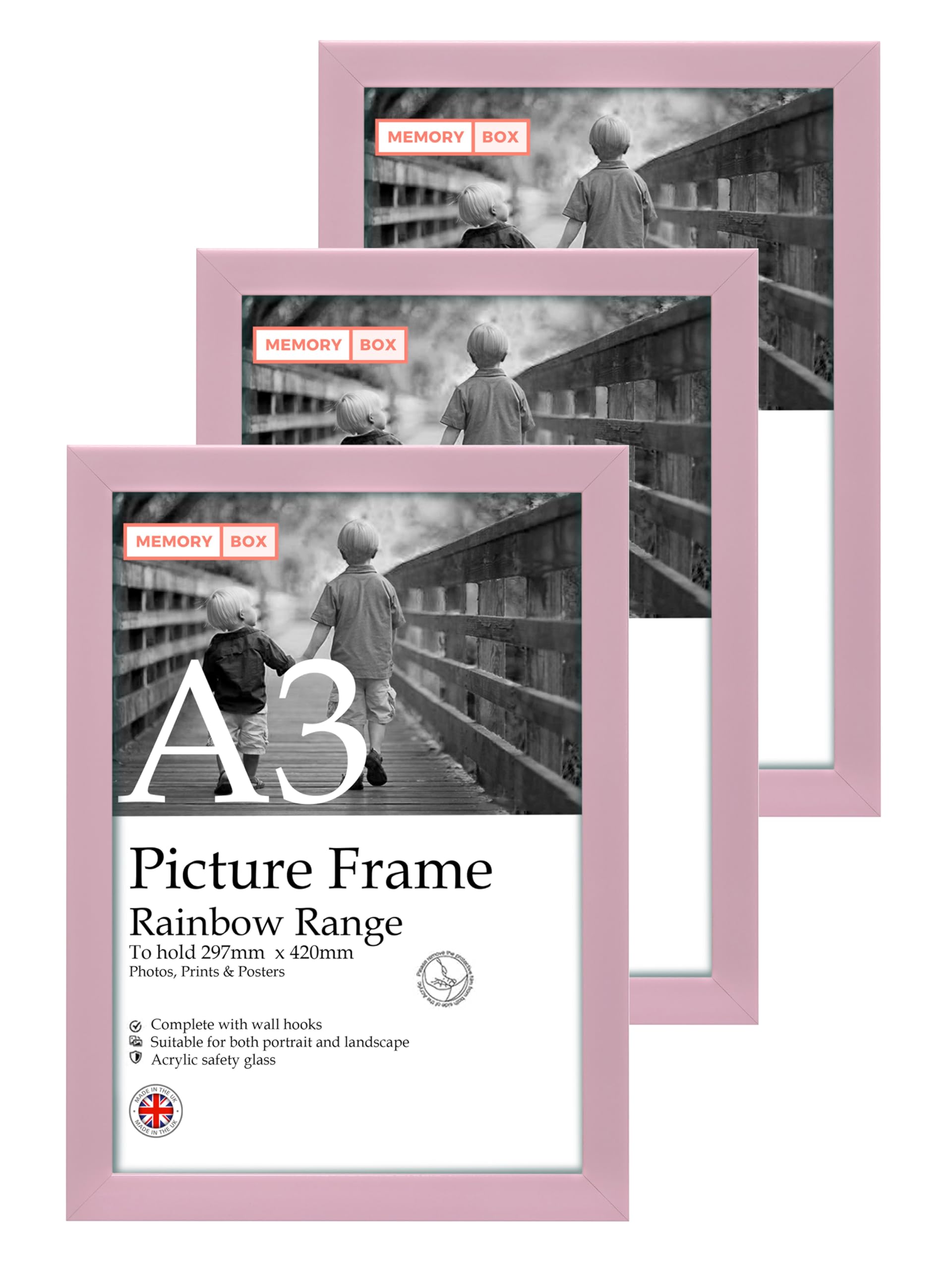 A3 Lilac Picture Frame Set of 3, Perfect for Displaying A3 Picture Gallery Walls, Posters, Photos, Artwork, or Prints, Lilac