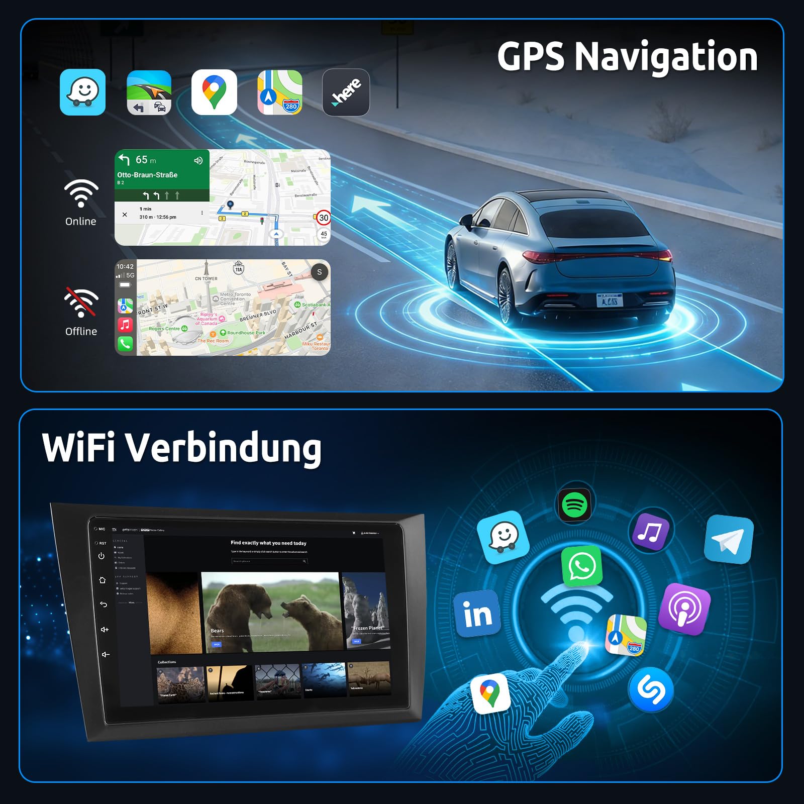 ESSGOO 4+64G Android 15 Autoradio mit Wireless Carplay und Android Auto Für Volkswagen Golf 6 2008-2016, 9 Zoll Auto Radio Display mit Bluetooth,WiFi,GPS, Mirror Link, FM, SWC