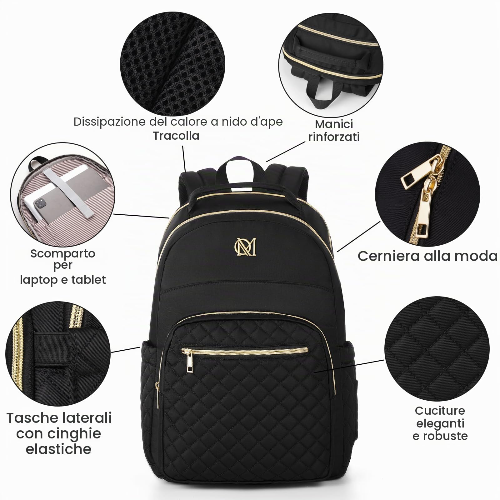 Zaini per PC Portatile Donna,con Porta di Ricarica USB,Impermeabile e Antifurto,per Viaggio Lavoro Università,Regalo per Ragazza