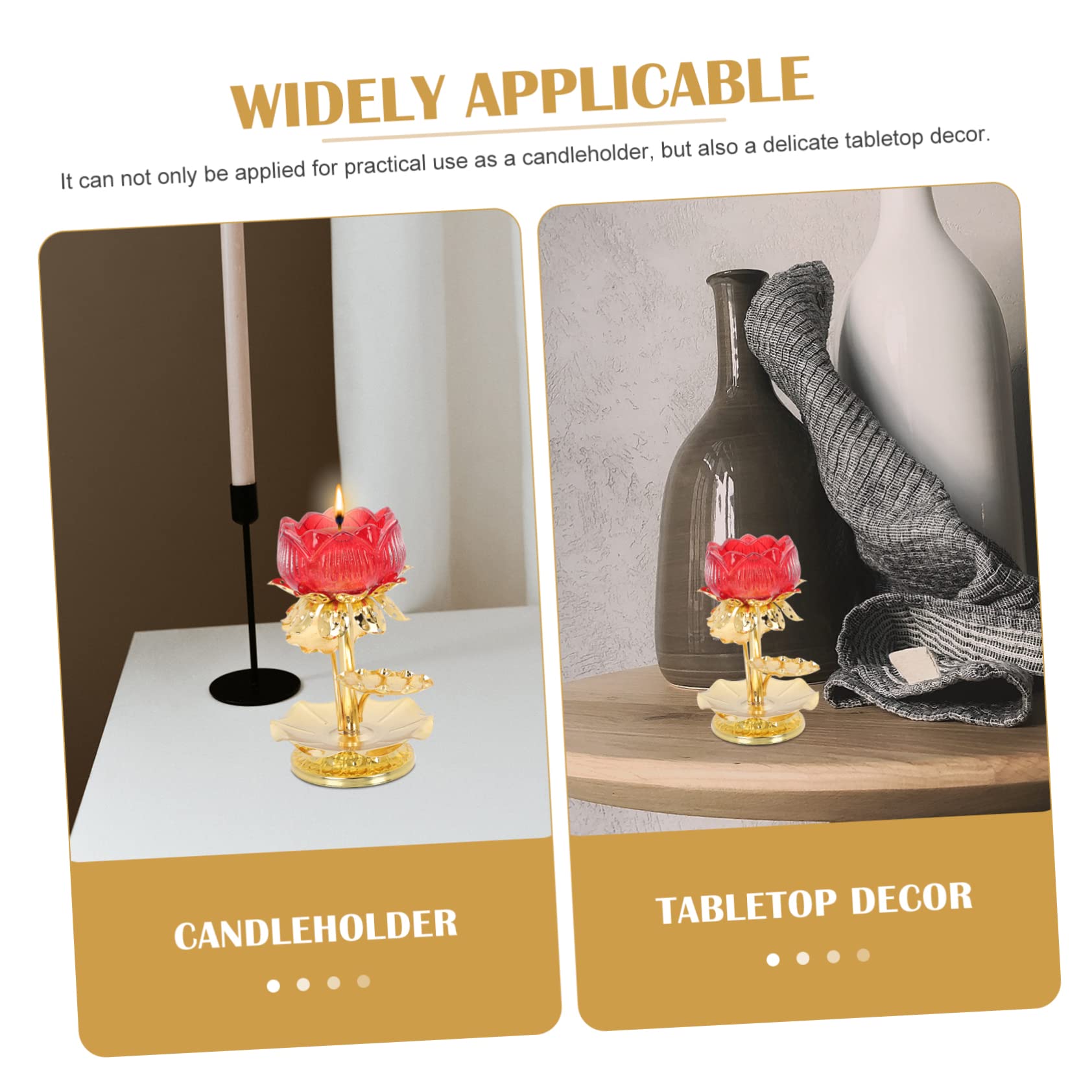 OSALADI Lotus Candlestick Metal Candle Holders Candle Tray Alloy Flower Butter Lamp Base Decorative Candle Stand Essential Oil Candles Candlestick Desktop Ornament Pillar Buddha Zinc Alloy