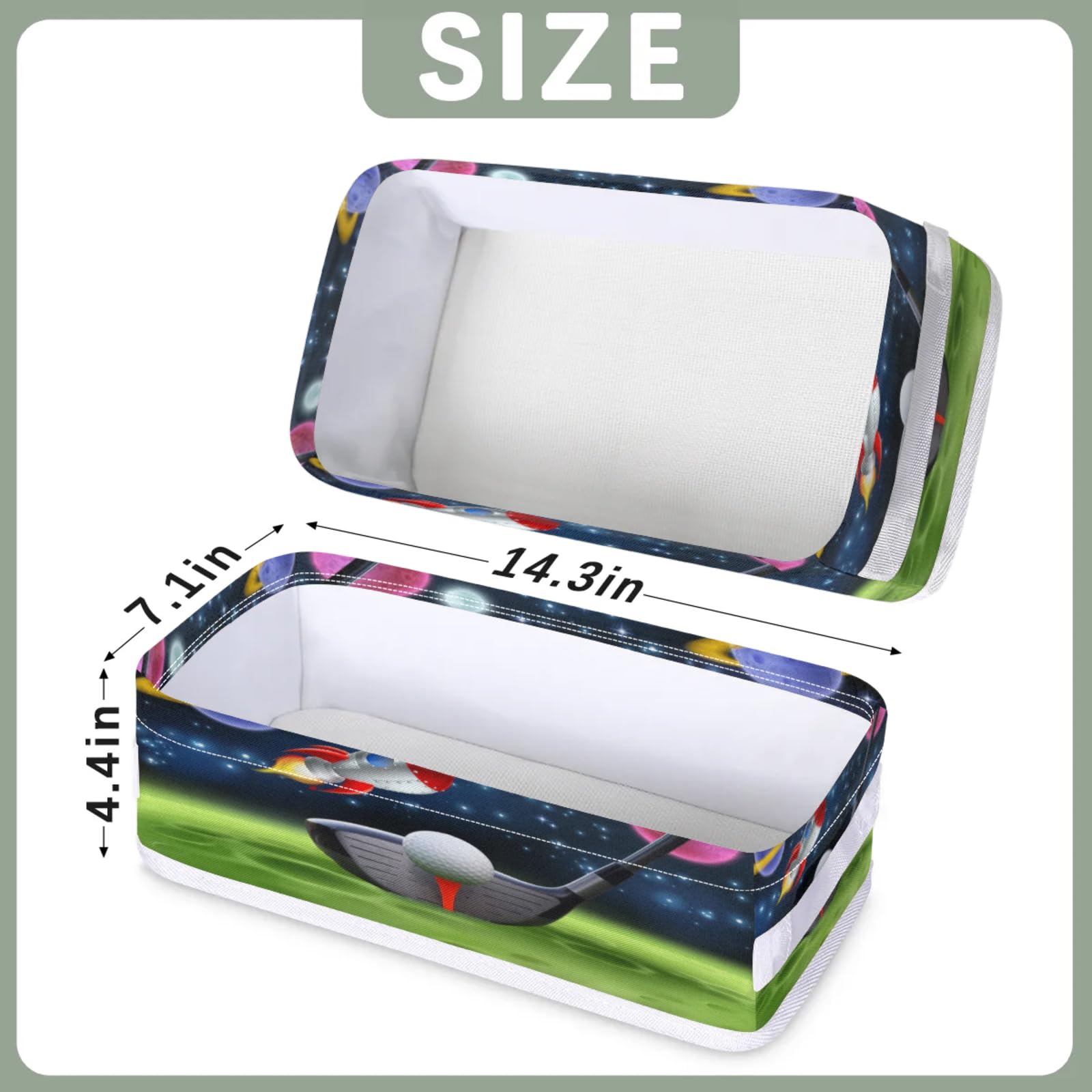 Tablerazzi Toilet Tank Topper Paper Basket with Handle, Golf Balls Clubs Bathroom Storage Basket for Organizing, Small Fabric Storage Bins for Bathroom Decor