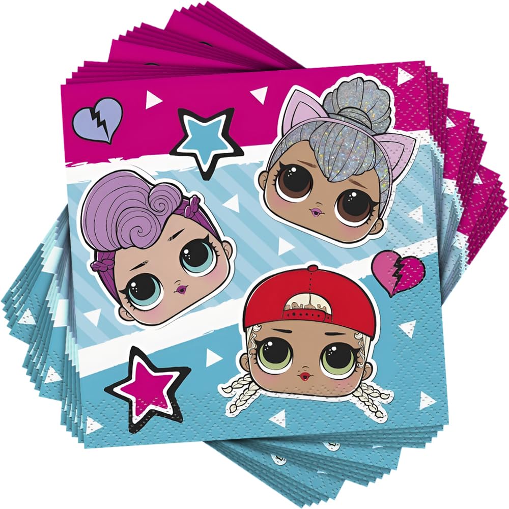 Unique 23791 Paper Napkins-13 cm- LOL Surprise Party-Pack of 16, Multicolour