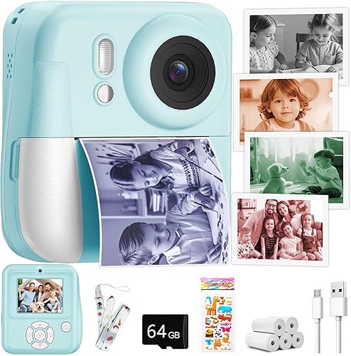 Miniatura 1 de Cámara para niños con impresión instantánea en color, cámara de impresión instantánea de doble lente para niños, cámara digital portátil de viaje