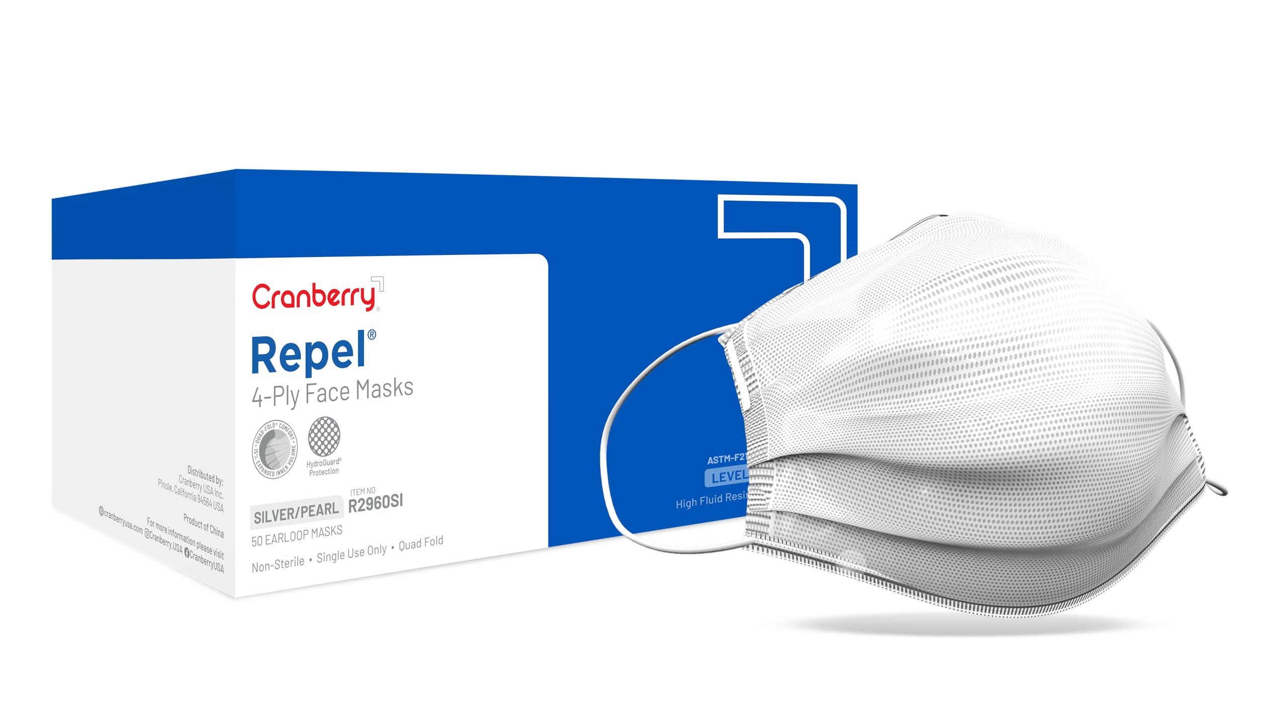 Amazon.com: Cranberry USA R2960SI Repel 4-Ply Ear Loop Face Mask