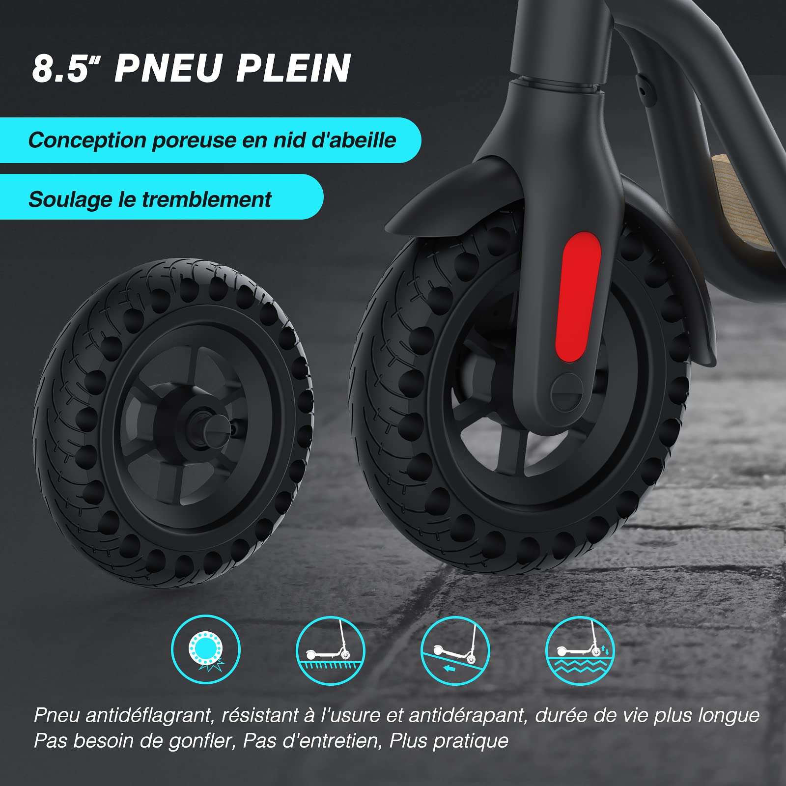 M MEGAWHEELS Trottinette Electrique 5000mAh, Scooter Electrique Vitesse Jusqu’à 25km/h Autonomie de 12KM avec Pneu de 8,0 Pouces pour Ados et Adulte, Charge Maximale 100KG-S10 5,0