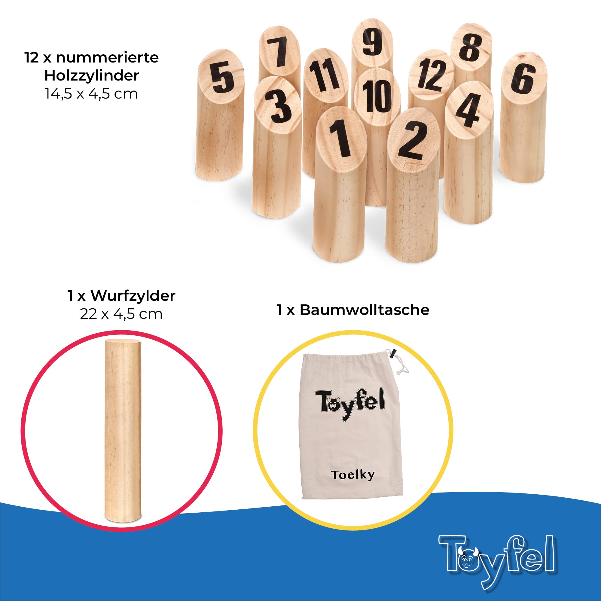 Toyfel Tölky Indoor & Outdoor Wurfspiel aus Finnland – Schweden Schach aus FSC® Holz – Lustiges Holzwurfspiel Garten Outdoor Spielzeug für Kinder & Erwachsene