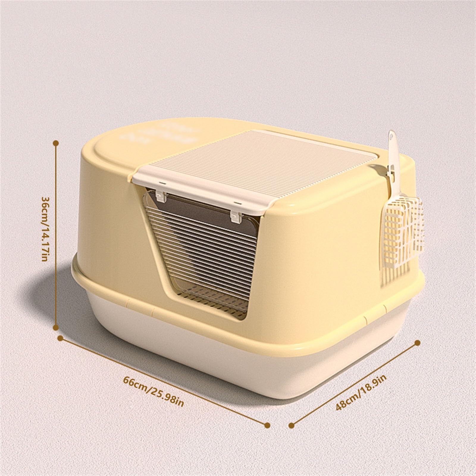 Exclusivo para Gatos y Perros Bandeja de Arena for Gatos Grande con Tapa, Bandeja Cerrada a Prueba olores y Fugas tapete for, fácil Instalar Limpiar para Interiores(Yellow)