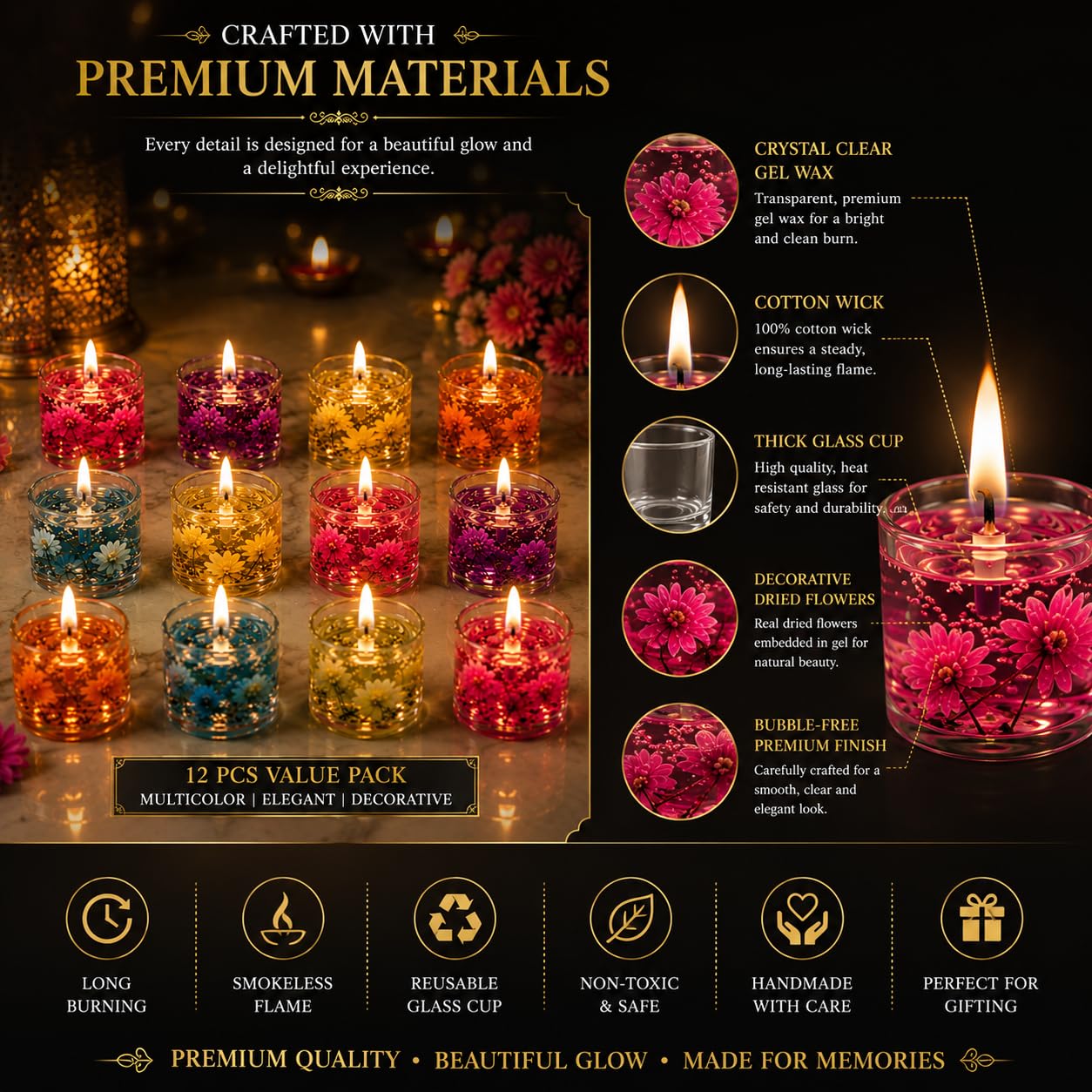 Floral Tealight Candles - 18 Pack, Long Burning -4