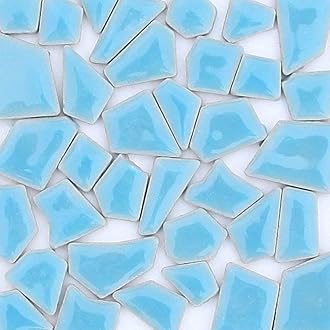 200g Ceramic Mosaic Tiles for Crafts,Irregular Stained Ceramic 0.2"x0.8" Porcelain Mosaic Tiles for Home Decoration (Sky Blue)