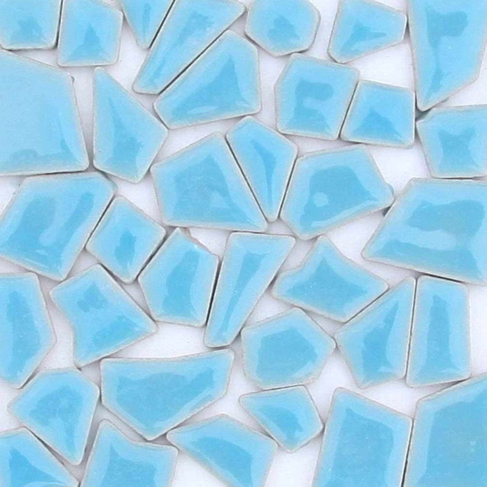200g Ceramic Mosaic Tiles for Crafts,Irregular Stained Ceramic 0.2"x0.8" Porcelain Mosaic Tiles for Home Decoration (Sky Blue)