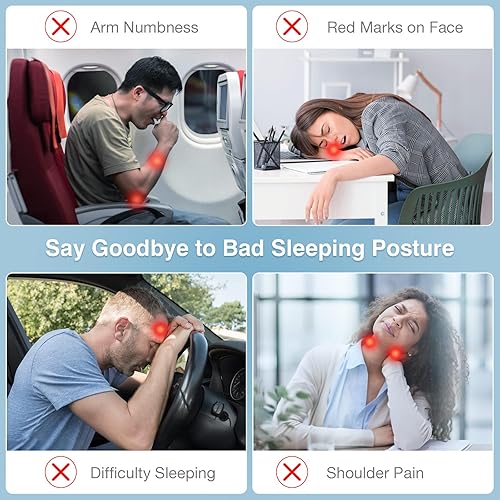 Miniatura 2 de MoKo Almohada inflable de viaje, cómoda almohada para el cuello con bolsa de almacenamiento, soporte de hombro y cuello para evitar el dolor para