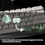 FUN60 Ultra Clavier de jeu rapide de déclenchement 8k Commutateur magnétique TMR Clavier filaire en aluminium 60% Blanc brillant MagMech, Commutateur magnétique d'éblouissement