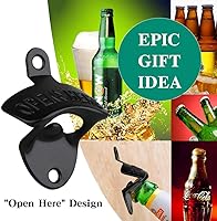 Vista 6 de 4 piezas de abrebotellas montado en la pared, metal antiguo abridor de botellas de cerveza con tornillos de montaje, al aire libre, rústico