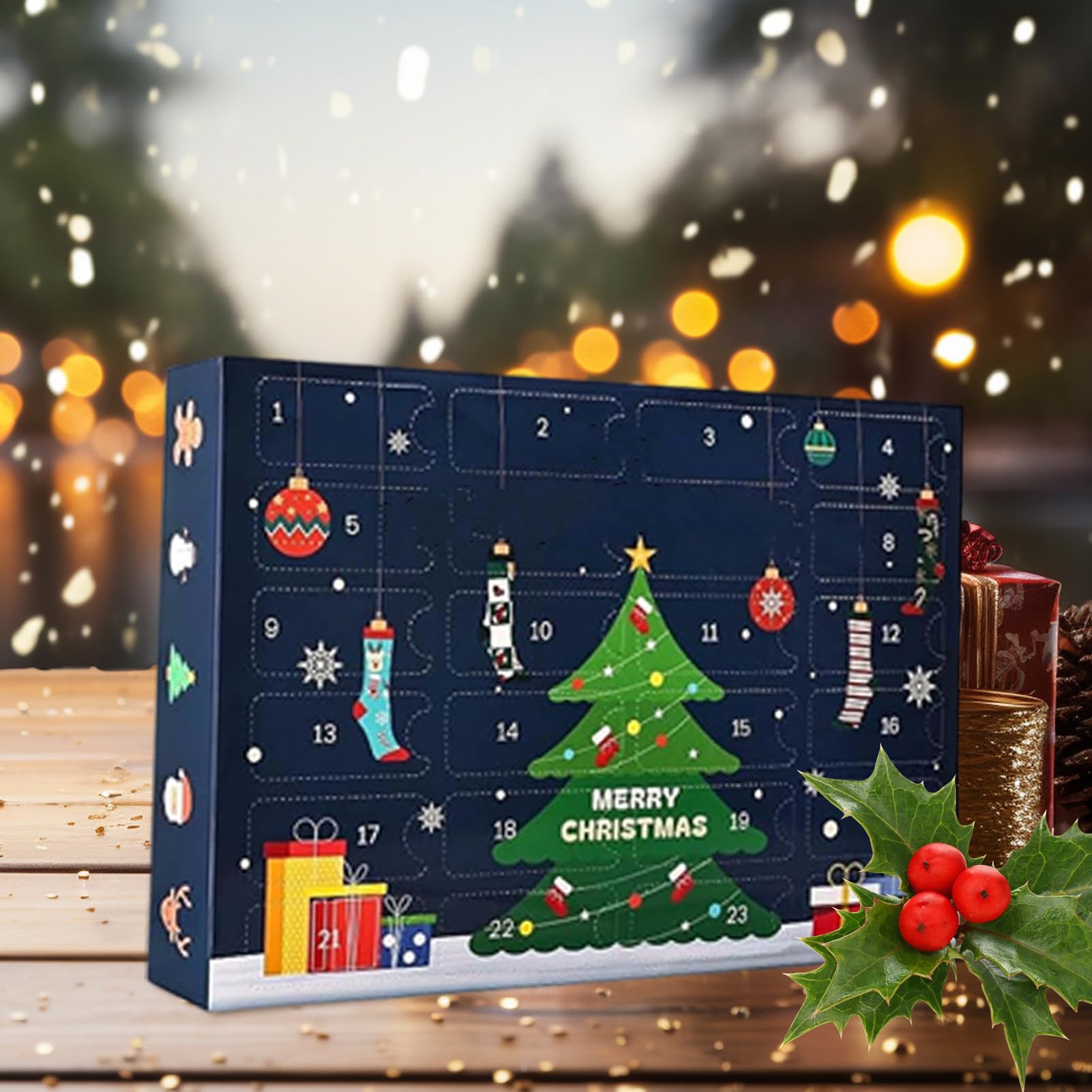 Calcetines de Adviento Calcetines Unisex para Regalos y Navideñas | Calendarios de Cuenta Atrás de 24 Días para Adultos Mujeres, Hombres, Hogar, , Calcetines de Regalo,