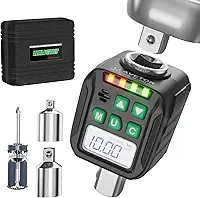 Adaptador de torque digital (1/2 polegada, 10-200 Nm), conjunto de adaptadores de torque digital com adaptadores de 3/8" e 1/4", conversor de chave de torque digital com precisão de ± 2%