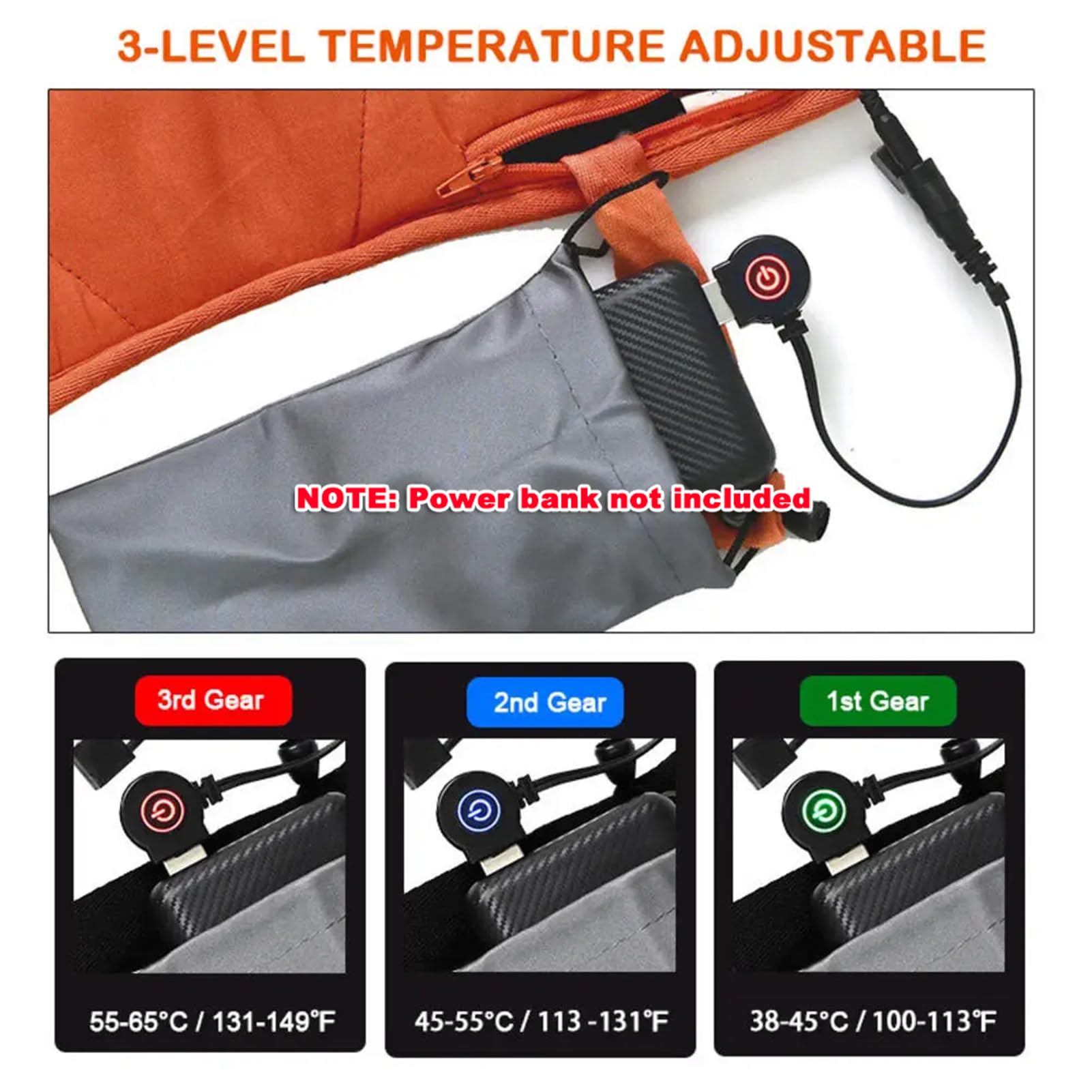 Forro para Saco De Dormir con Doble Calefacción, Almohadilla Térmica Eléctrica USB, Calentador para Acampar, Manta Calefactora Portátil para Clima Frío para Interiores Y Exteriores