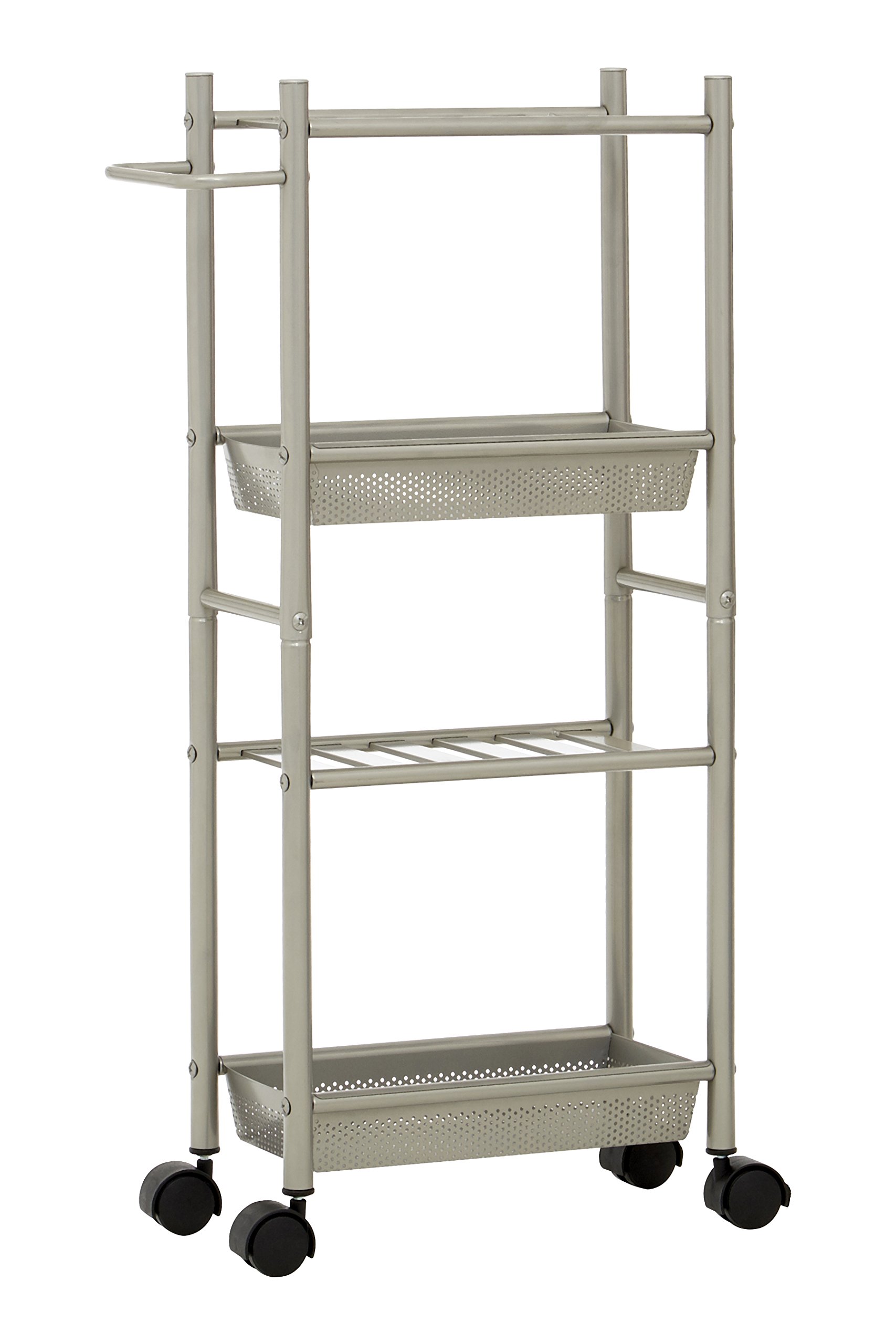 Premier 4 Tier Trolley, 2 Baskets, Brush Nickel