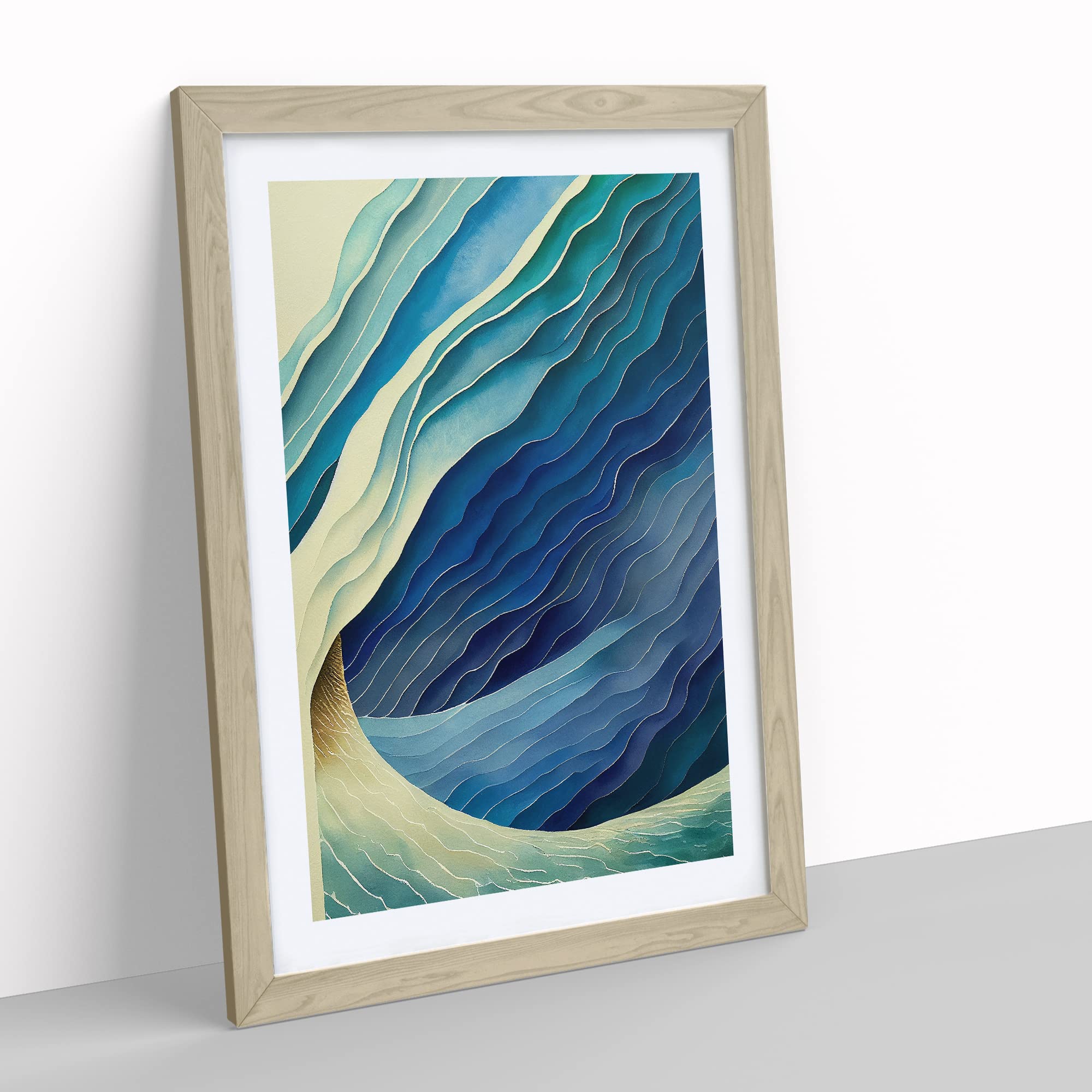 Abstract Layers Of A Ocean Wave No.2 Framed Print, Oak, A3 (34 x 46 cm) - Image 3