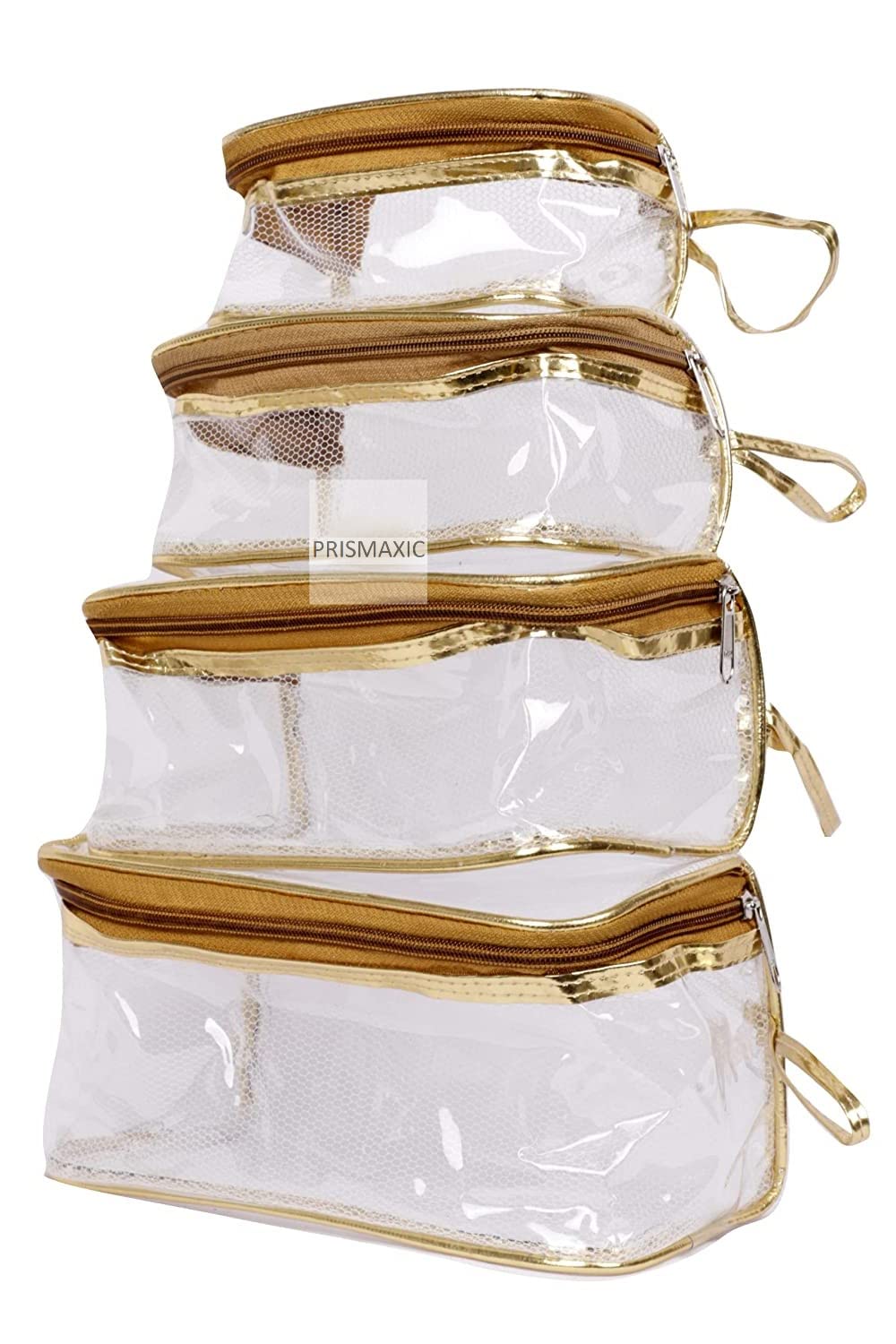 STACKRAID set of 4 Travelling/Makeup Kit/Vanity/Toiletry/Shaving/Medicine/Travel Pouch for Men and Women (color-GOLD)