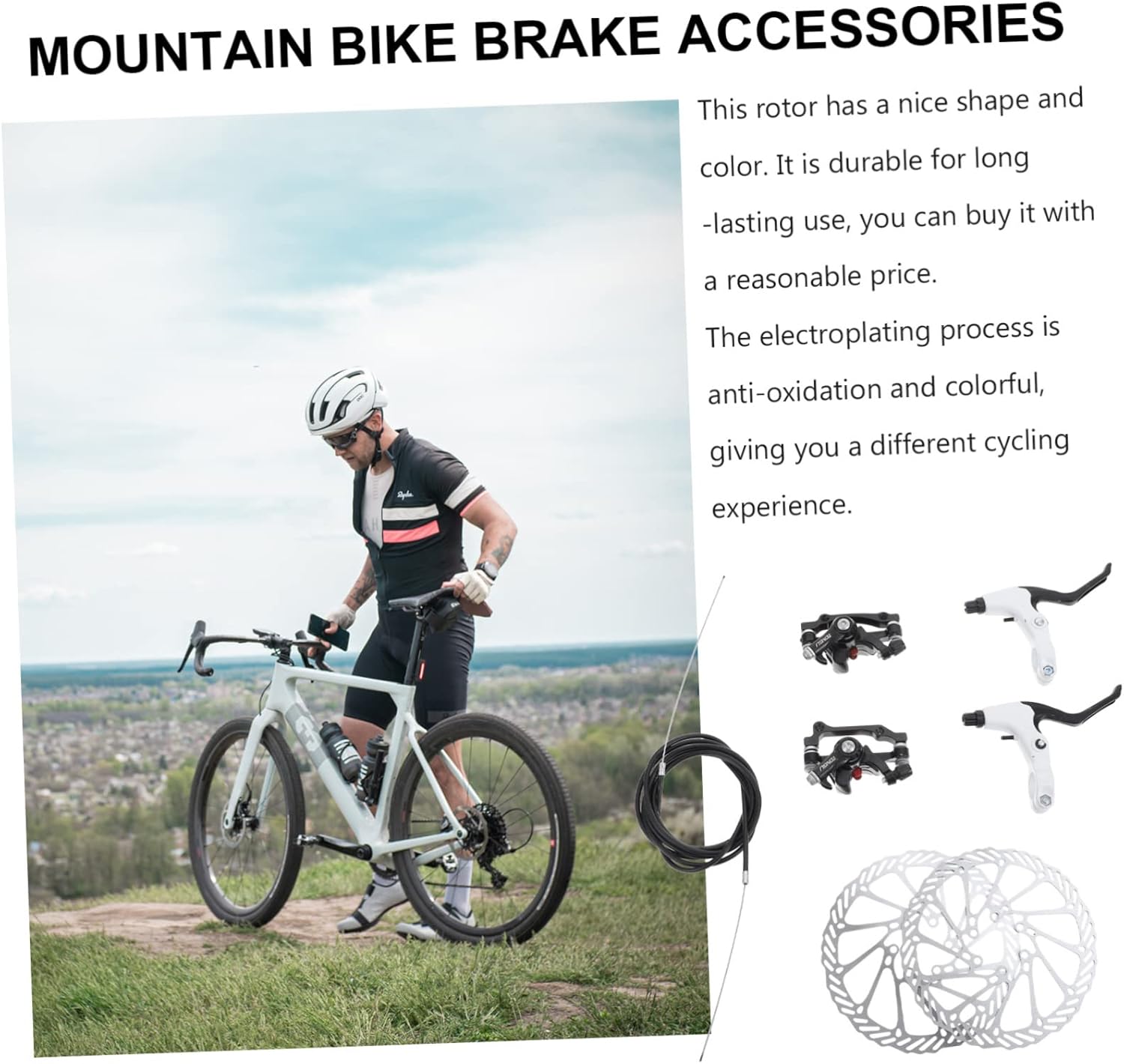 BESPORTBLE Bike Disc Brake Kit Mountain Bike Disc Brakes Mechanical Disk Brake Bike Disc Brake Accessories Multi-spoke Support Angle Enhanced Braking Performance