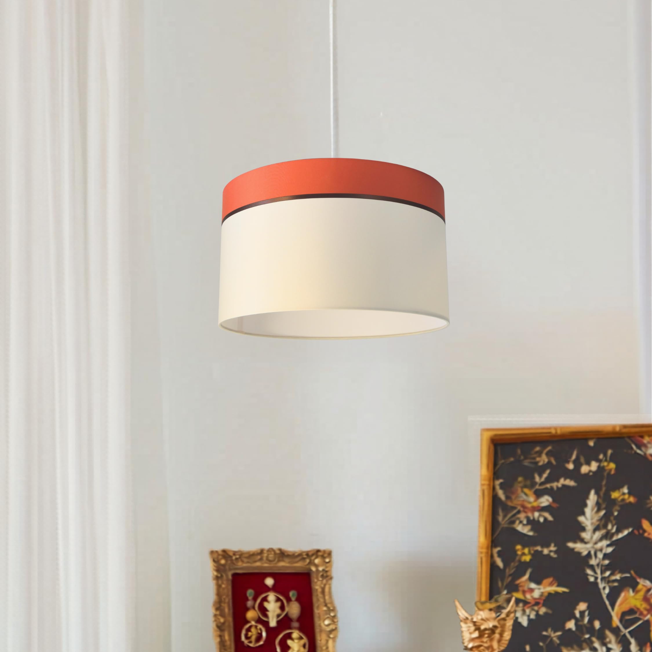 Zweifarbiger Lampenschirm Terracotta 40 cm aus Stoff, E27 & E14 | Für Tischlampen, Stehleuchten und Pendelleuchten. Elegantes zweifarbiges Design mit zeitlosem Charakter.