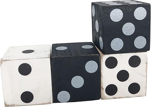 Miniatura 7 de First of a Kind Juego de 4 dados decorativos de madera de mango