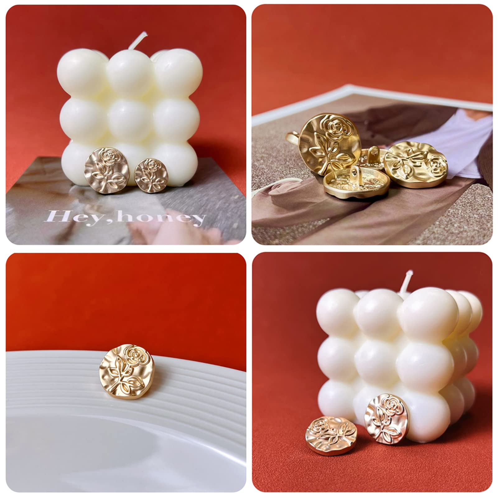 Amazon | WIICOYK ボタン ゴールド ローズレリーフ メタル（金属  