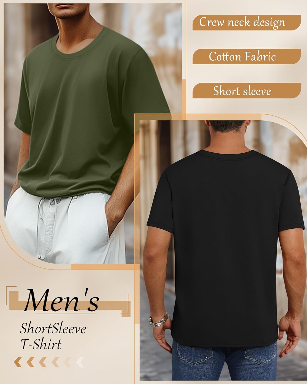 Neer 3 Pack Men's Round Neck T Shirts 95% Cotton M-7XL Short Sleeve Tops Regular Big Tall Tees Soft 2026 Summer Basic Tops - Image 5