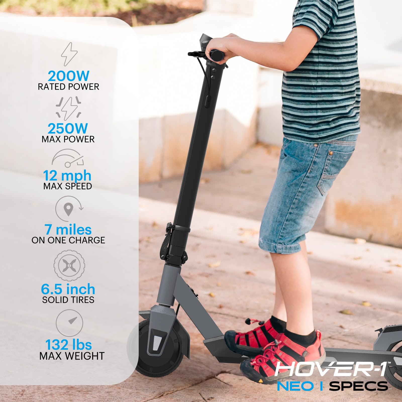 Hover-1Neo Family Foldable Electric Scooter with 300W/250W/200W Rated  Brushless Motor, 16/14/12 mph Max Speed, Wheels, 10/7 Mile Range